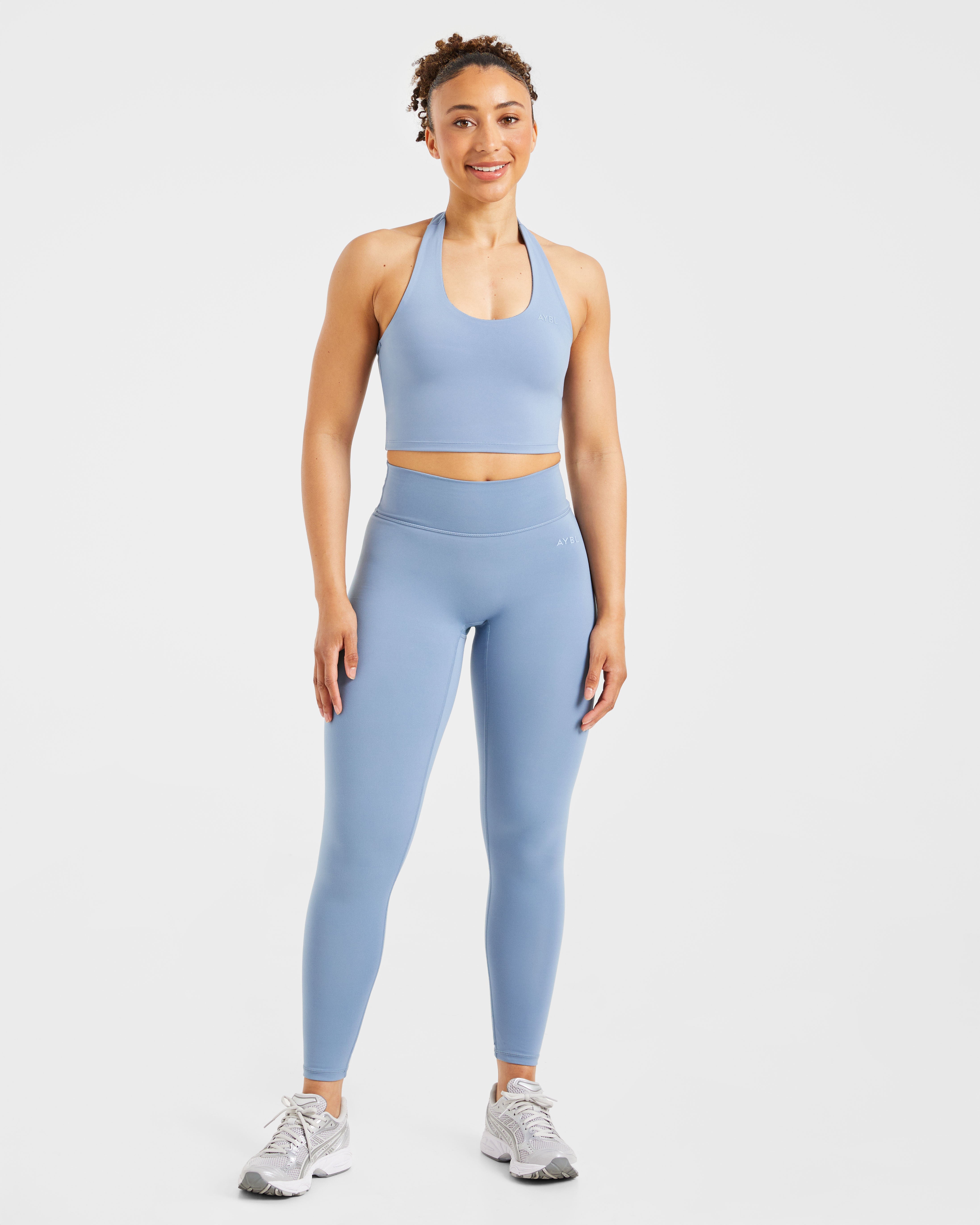 Staple Halterneck Crop Top - Slate Blau