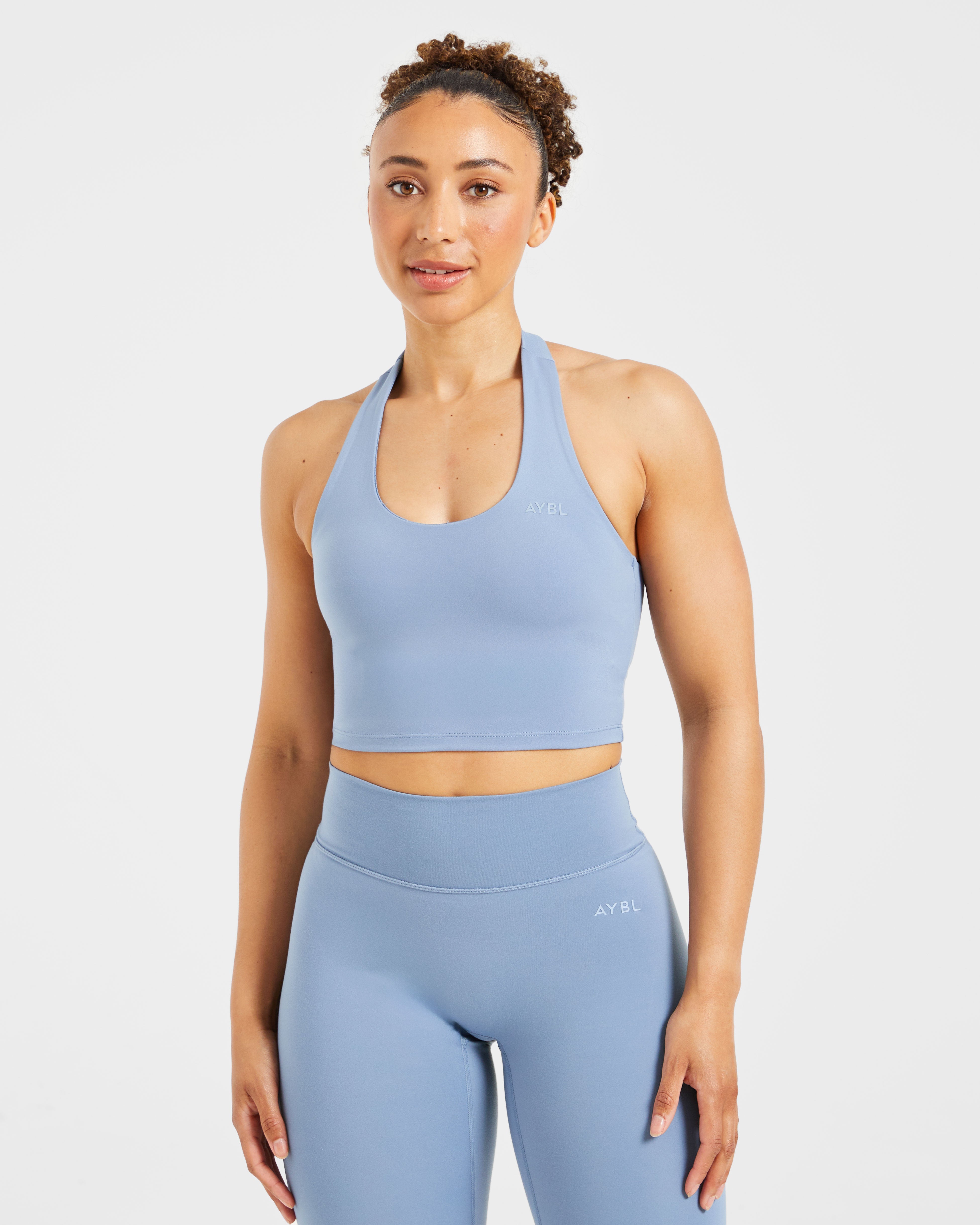 Staple Halterneck Crop Top - Slate Blau