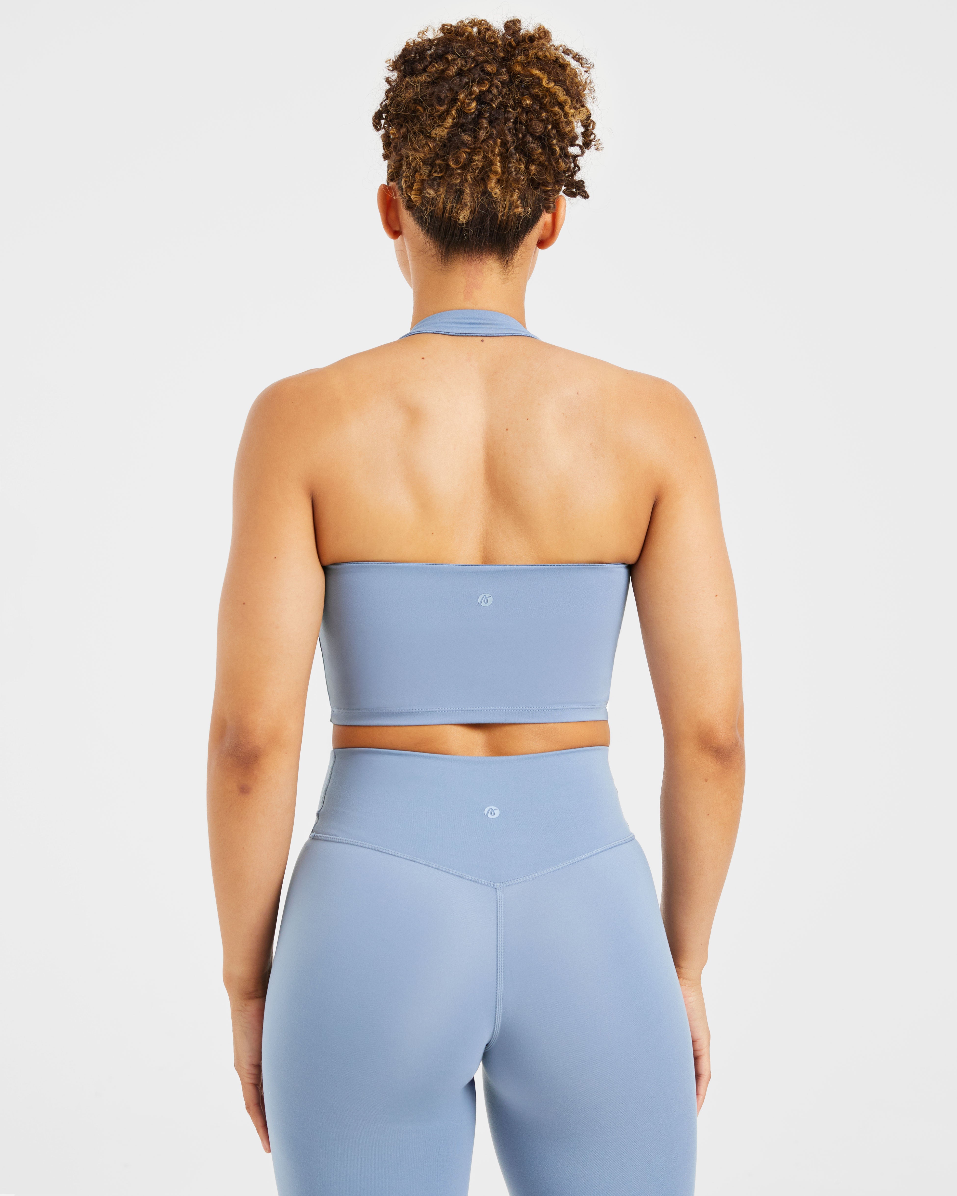 Staple Halterneck Crop Top - Slate Blau