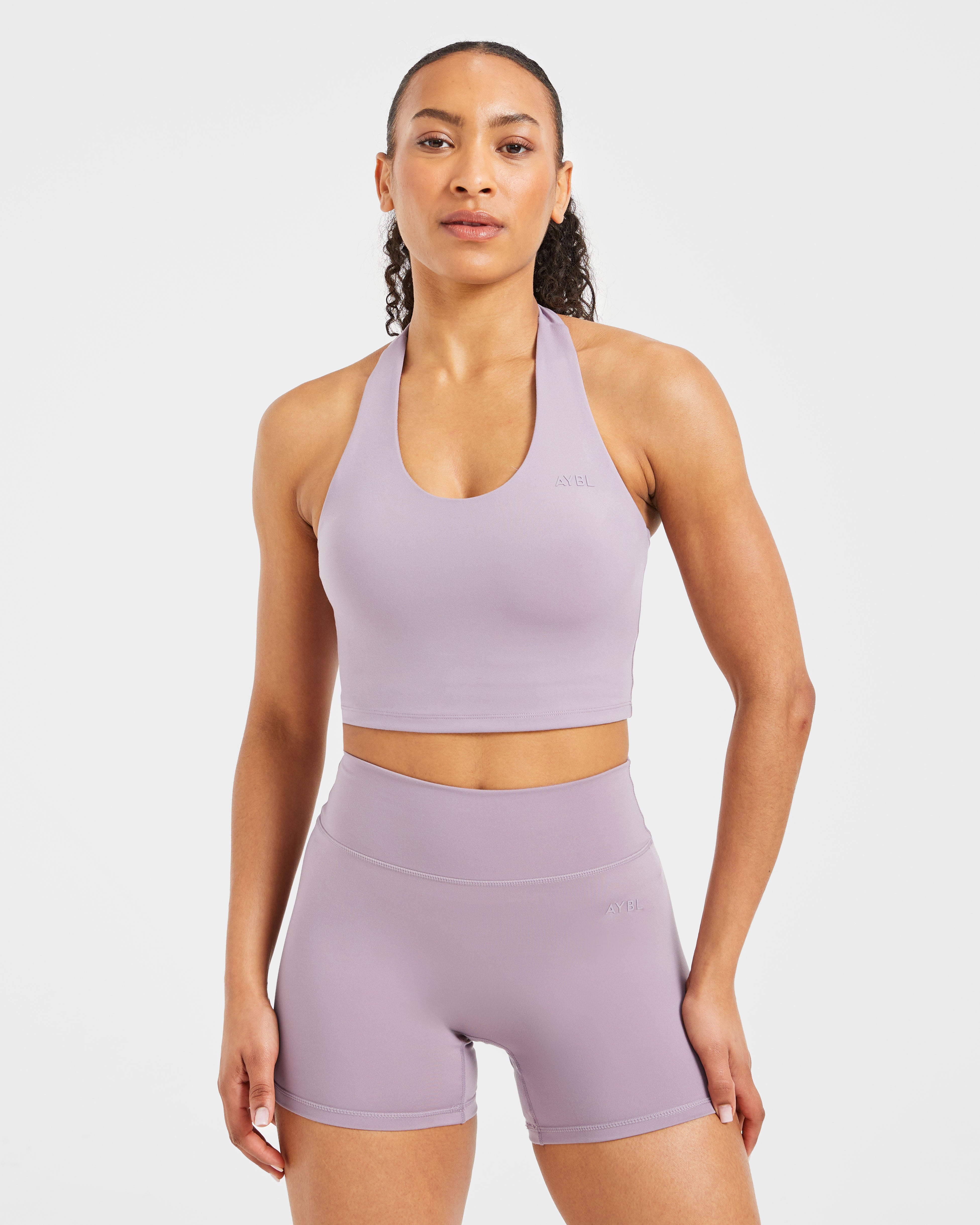 Staple Halterneck Crop Top - Mauve Lila
