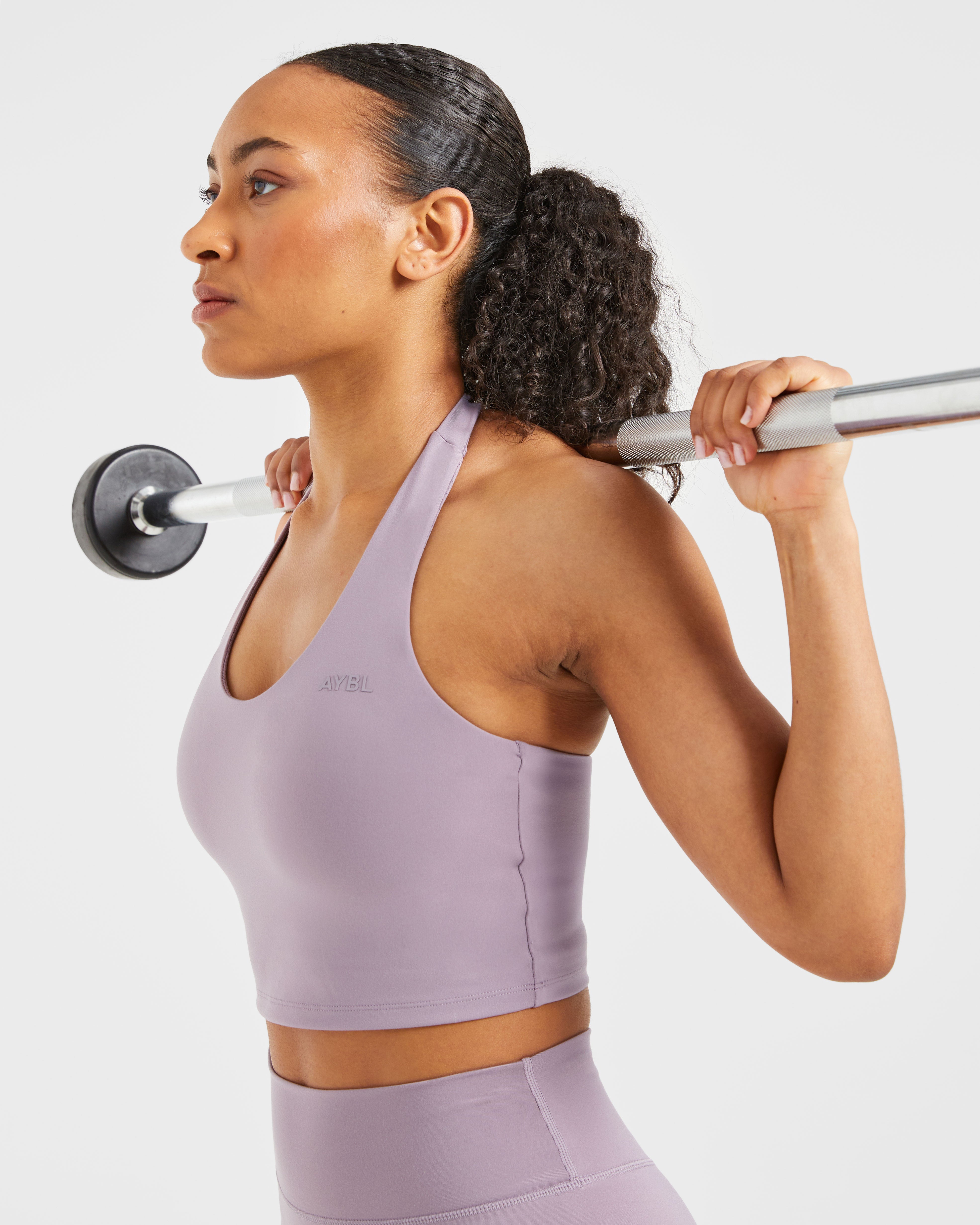 Staple Halterneck Crop Top - Mauve Lila