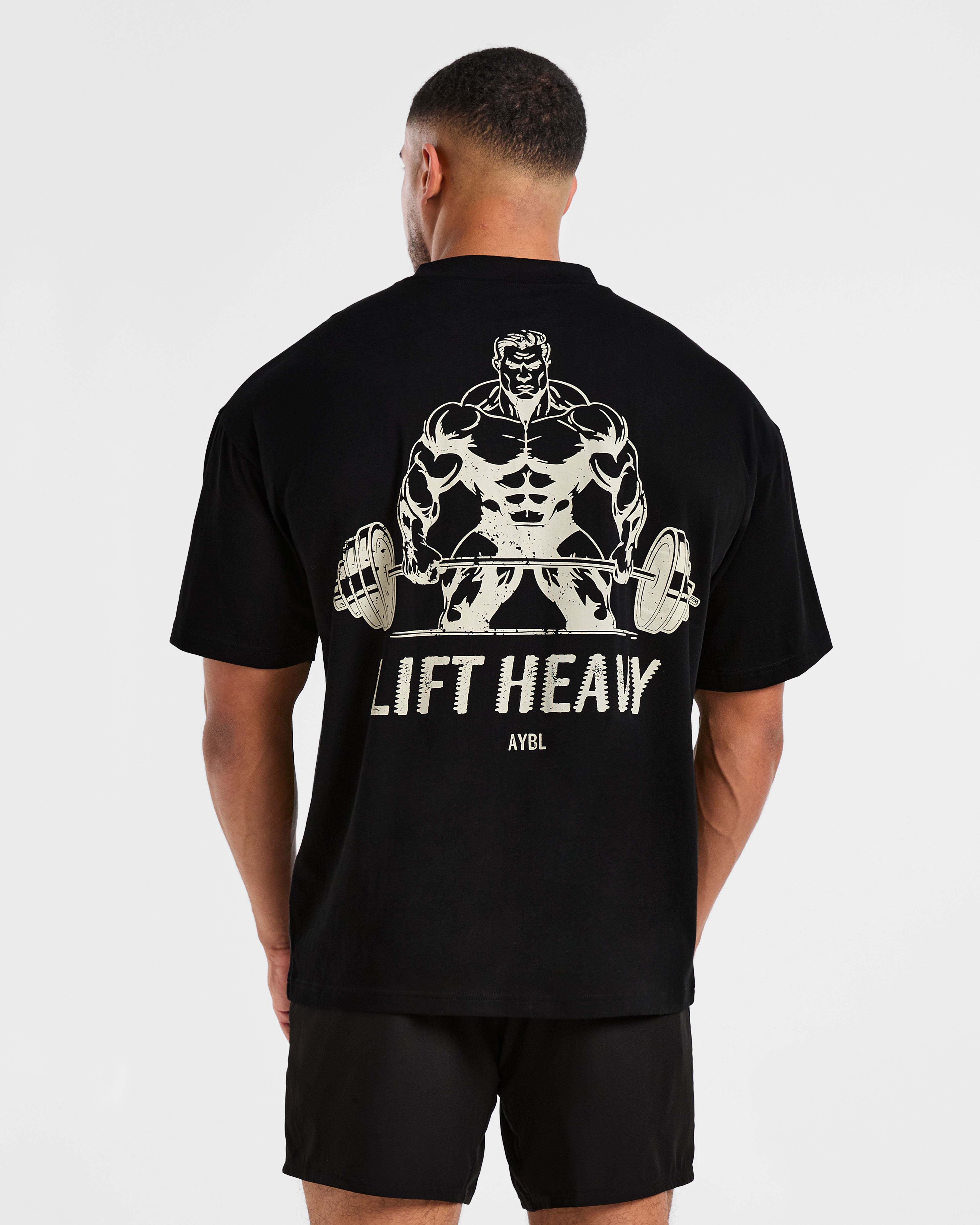 Lift Heavy Oversized T Shirt - Schwarz/Off Weiß