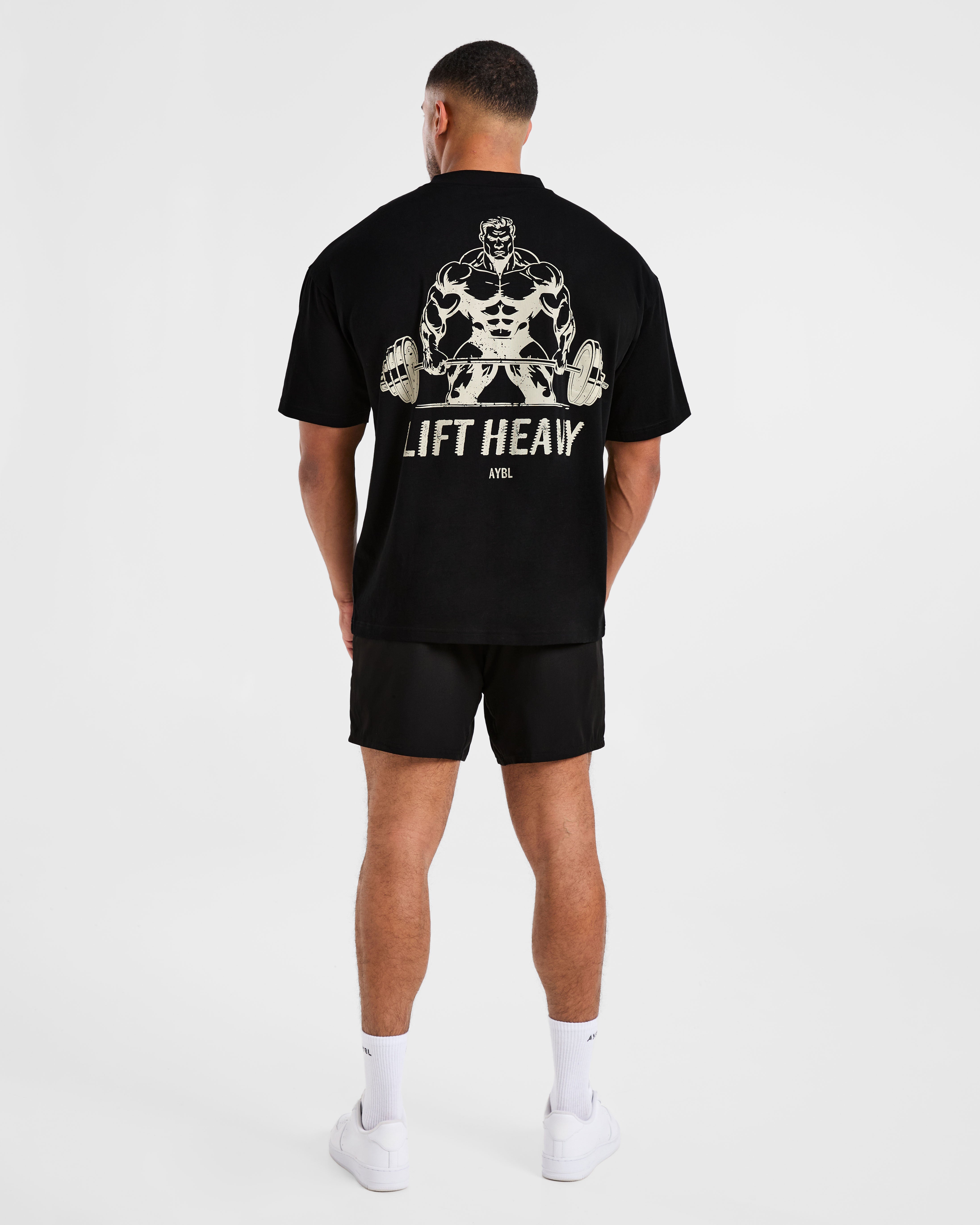 Lift Heavy Oversized T Shirt - Schwarz/Off Weiß