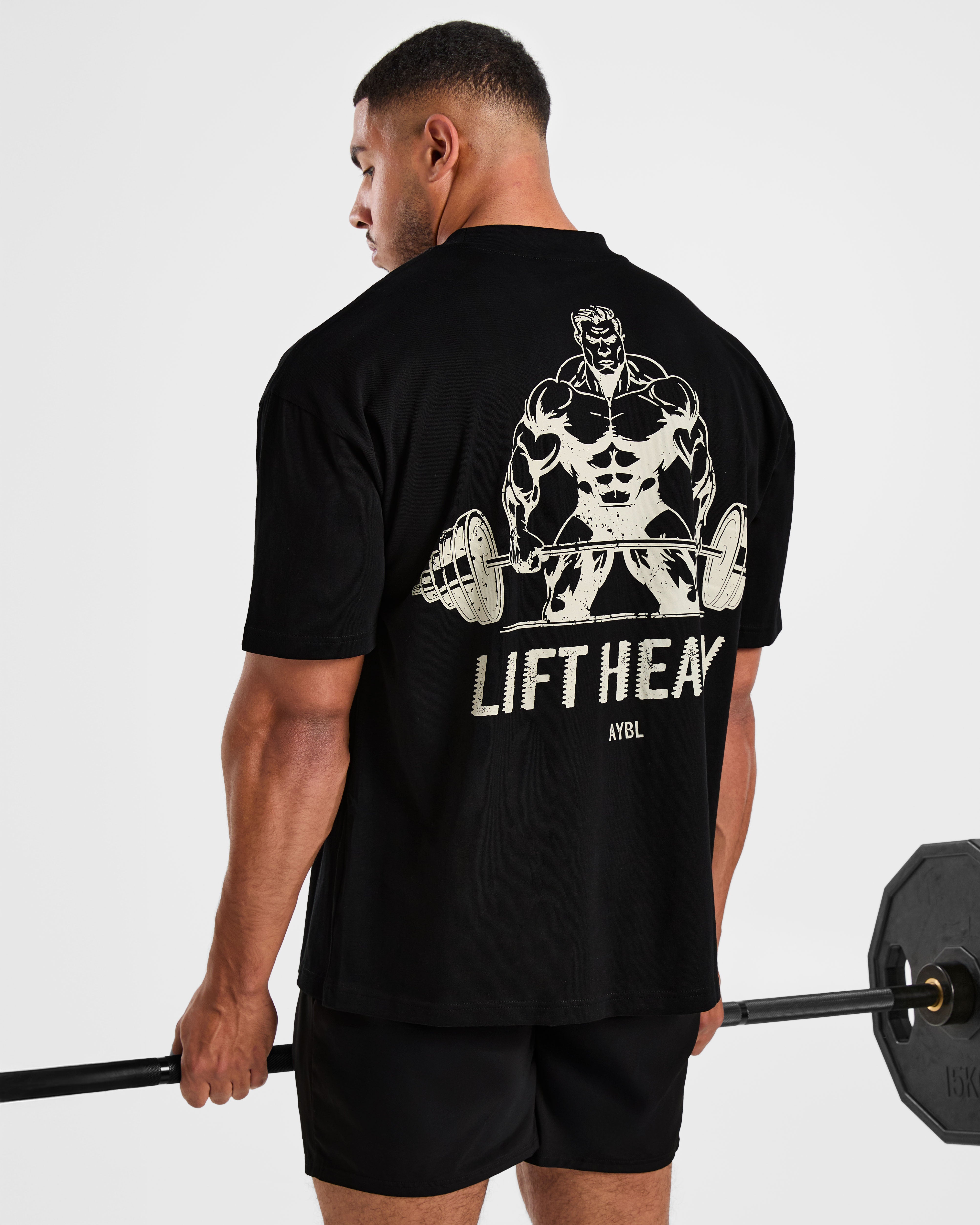 Lift Heavy Oversized T Shirt - Schwarz/Off Weiß