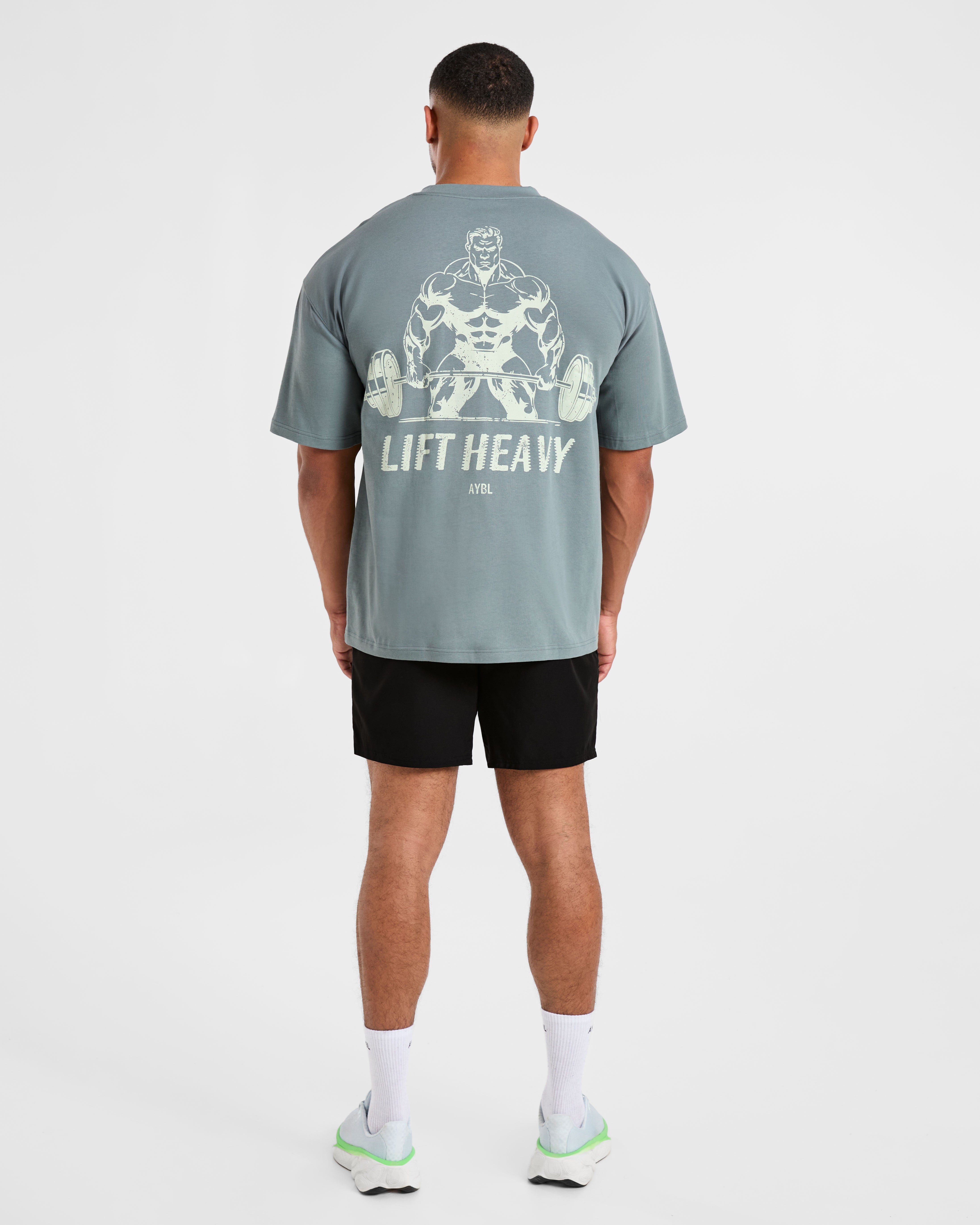 Lift Heavy Oversized T Shirt - Slate Blau