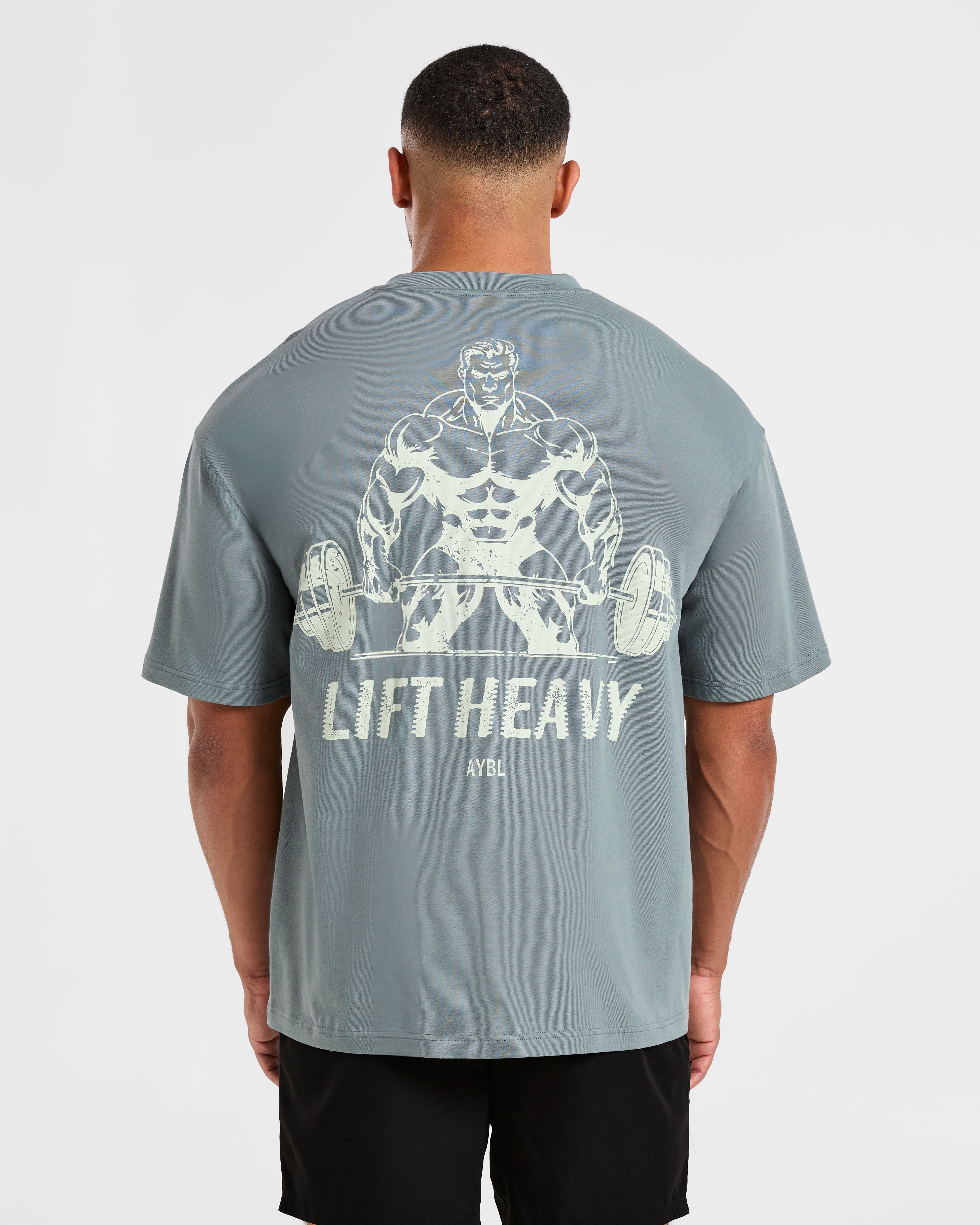 Lift Heavy Oversized T Shirt - Slate Blau