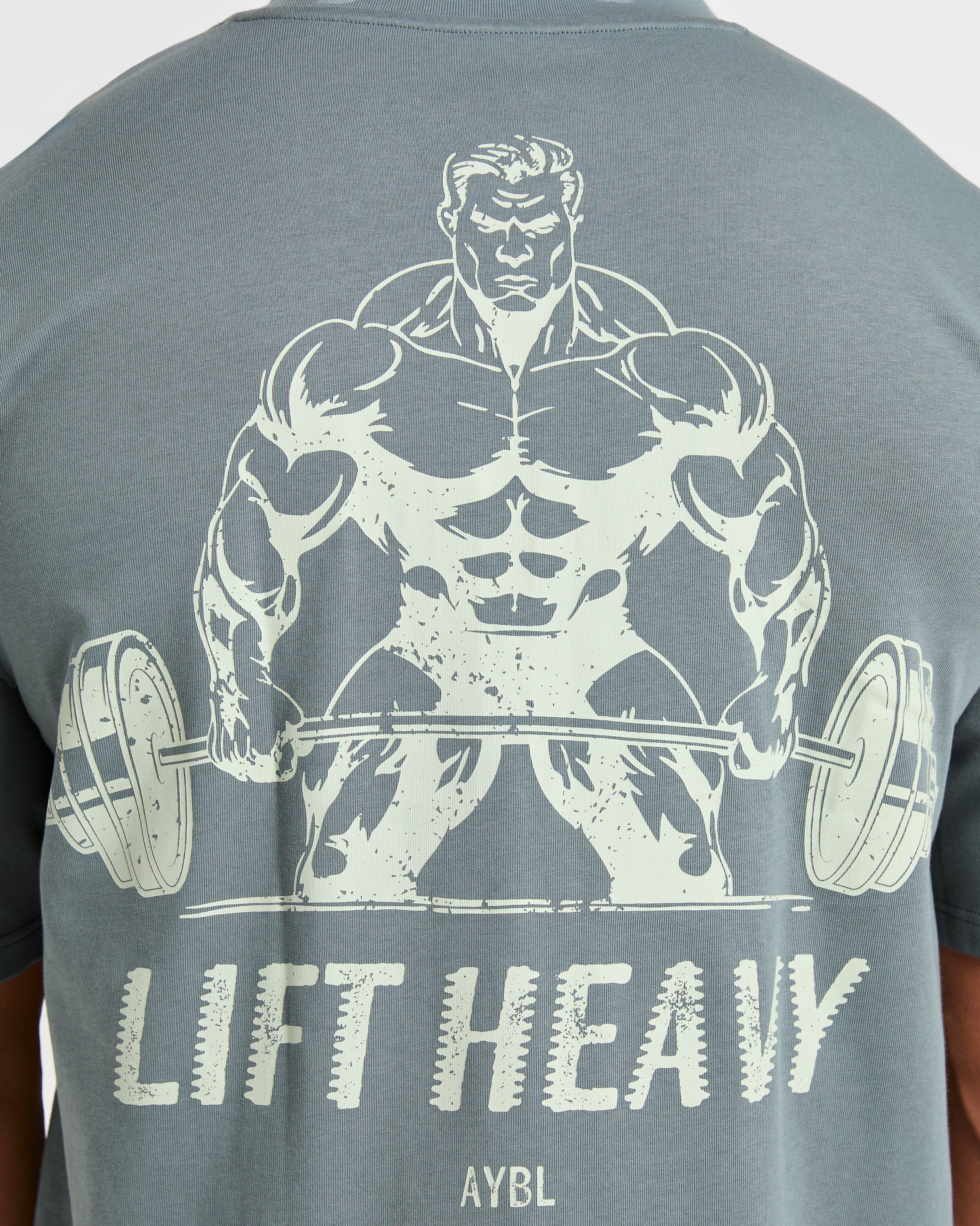 Lift Heavy Oversized T Shirt - Slate Blau