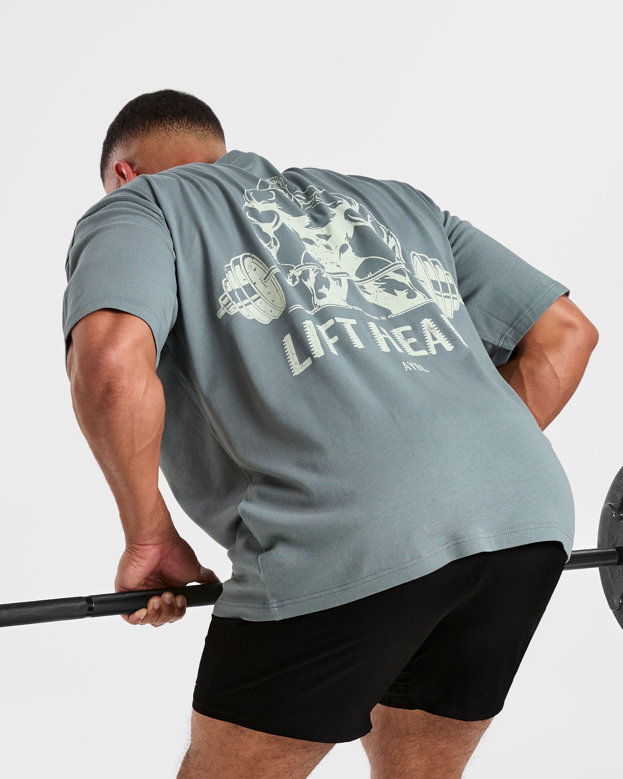 Lift Heavy Oversized T Shirt - Slate Blau