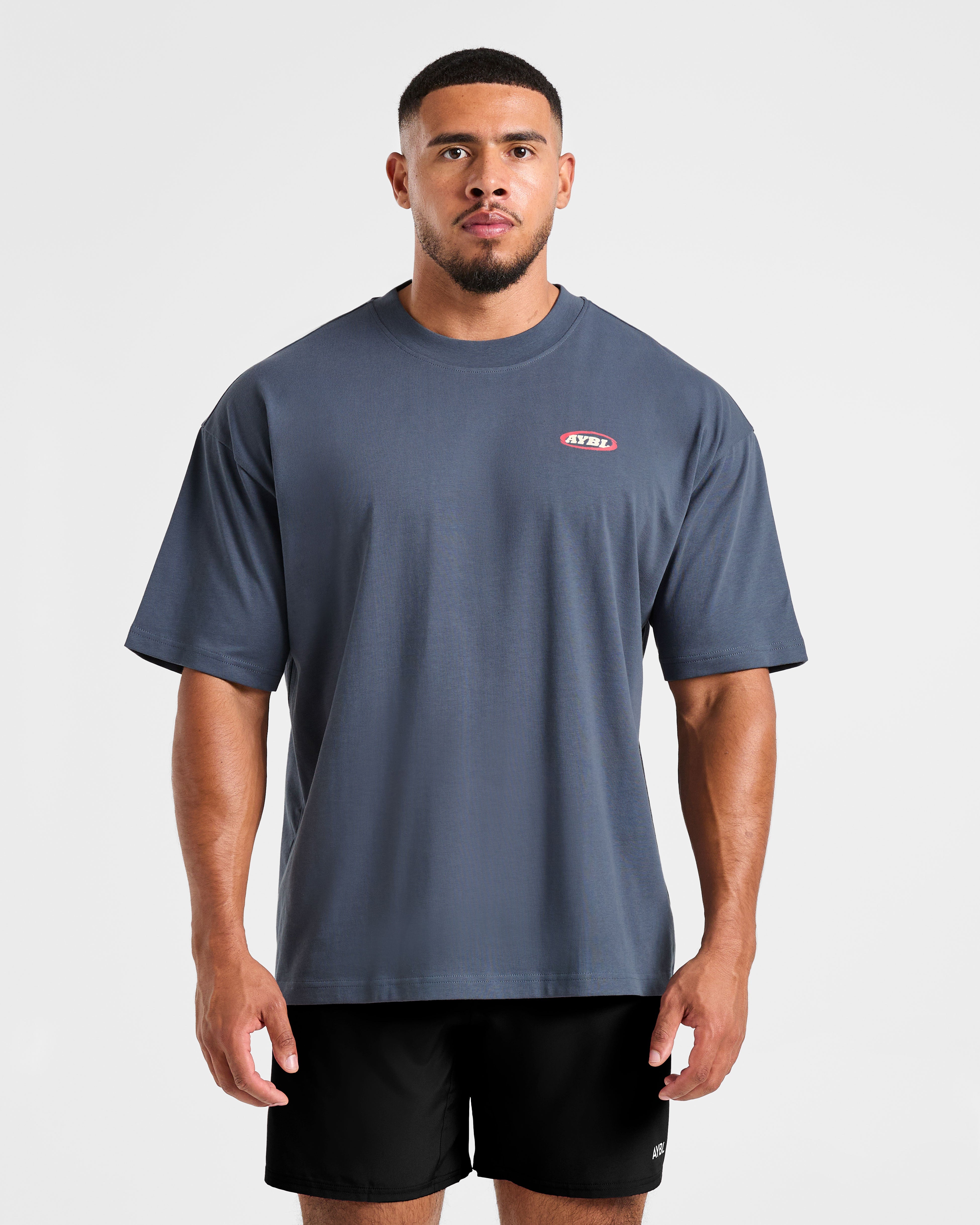 Athletics Script Oversized T Shirt - Vintage Blau