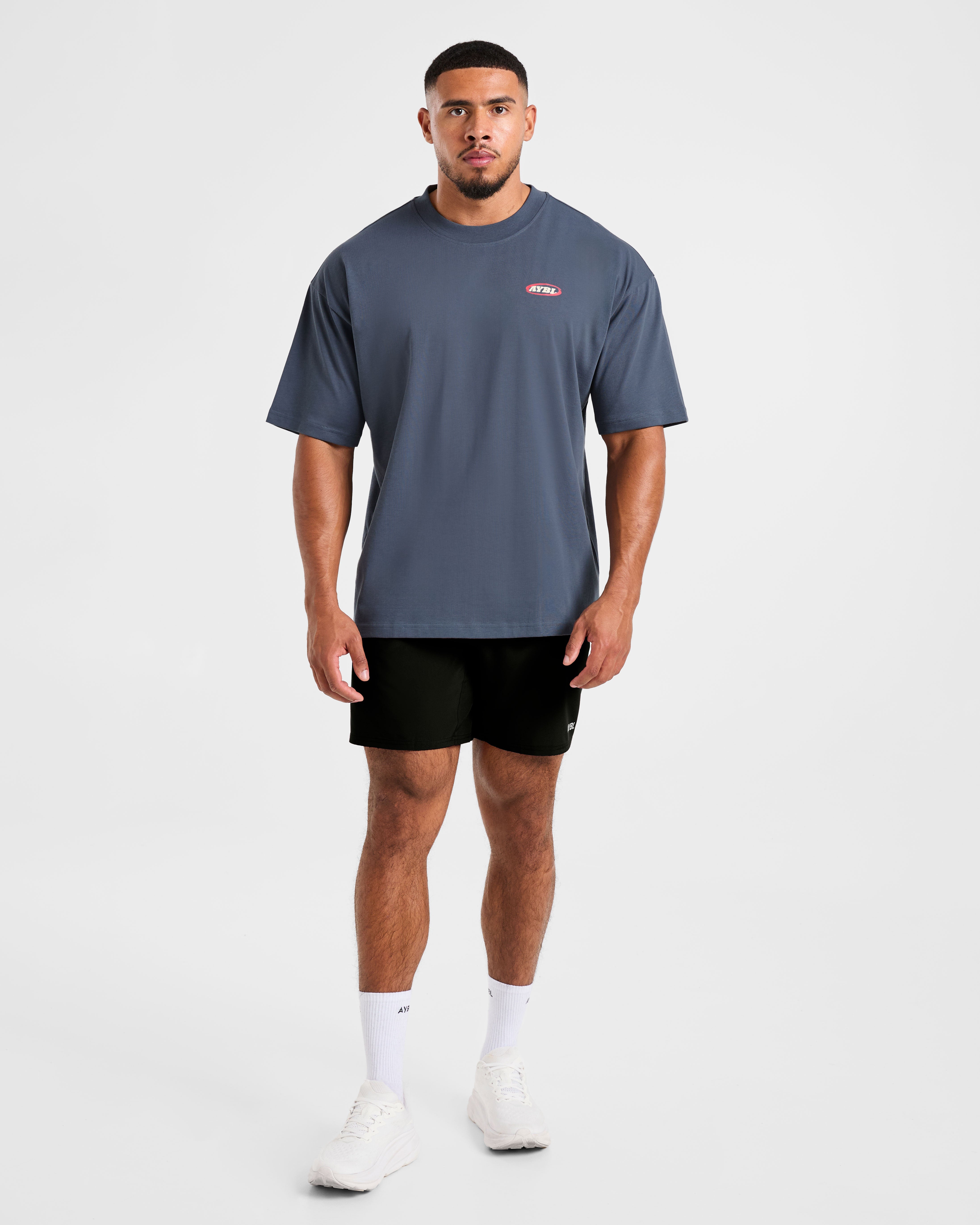 Athletics Script Oversized T Shirt - Vintage Blau