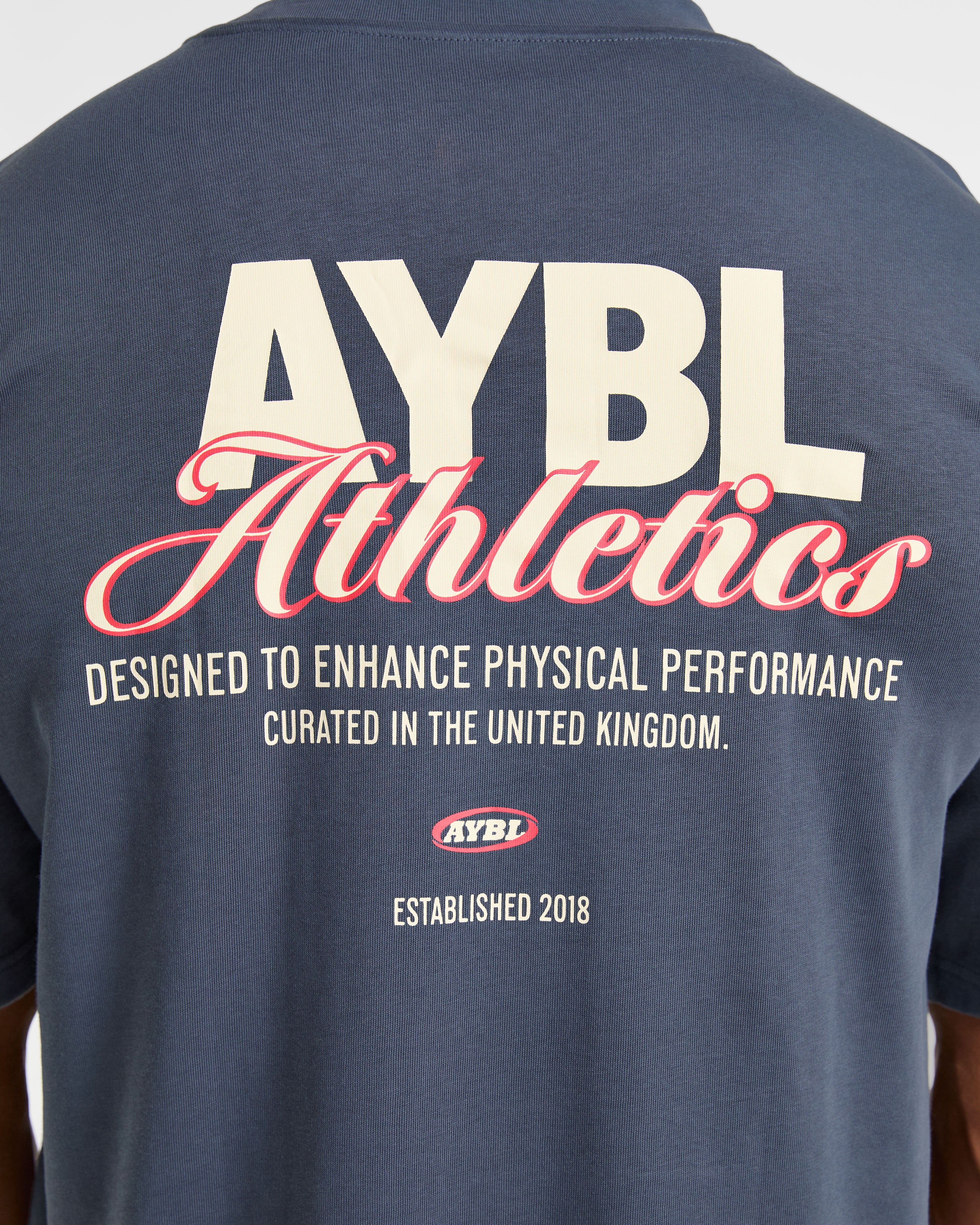 Athletics Script Oversized T Shirt - Vintage Blau