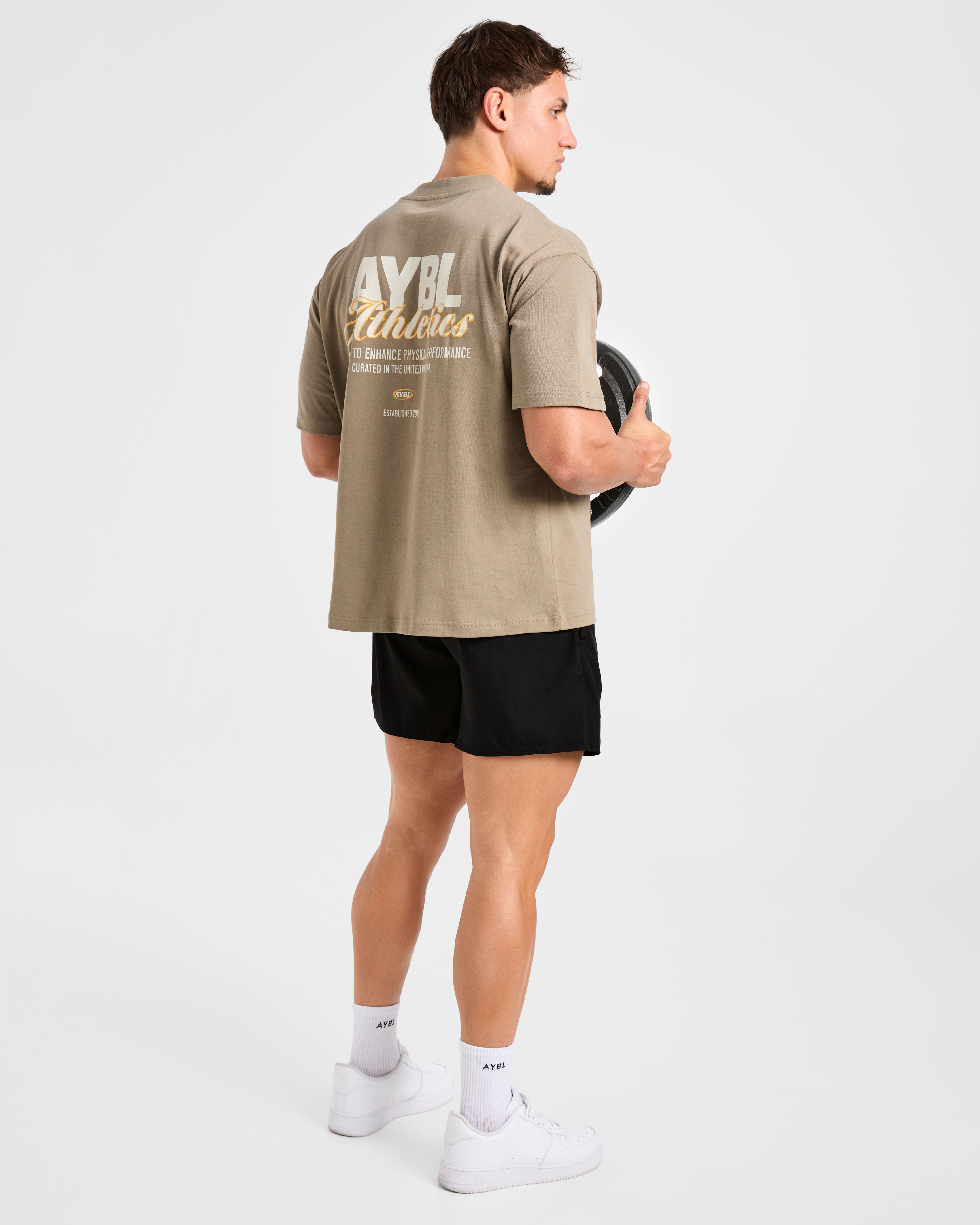 Athletics Script Oversized T Shirt - Olive Sand