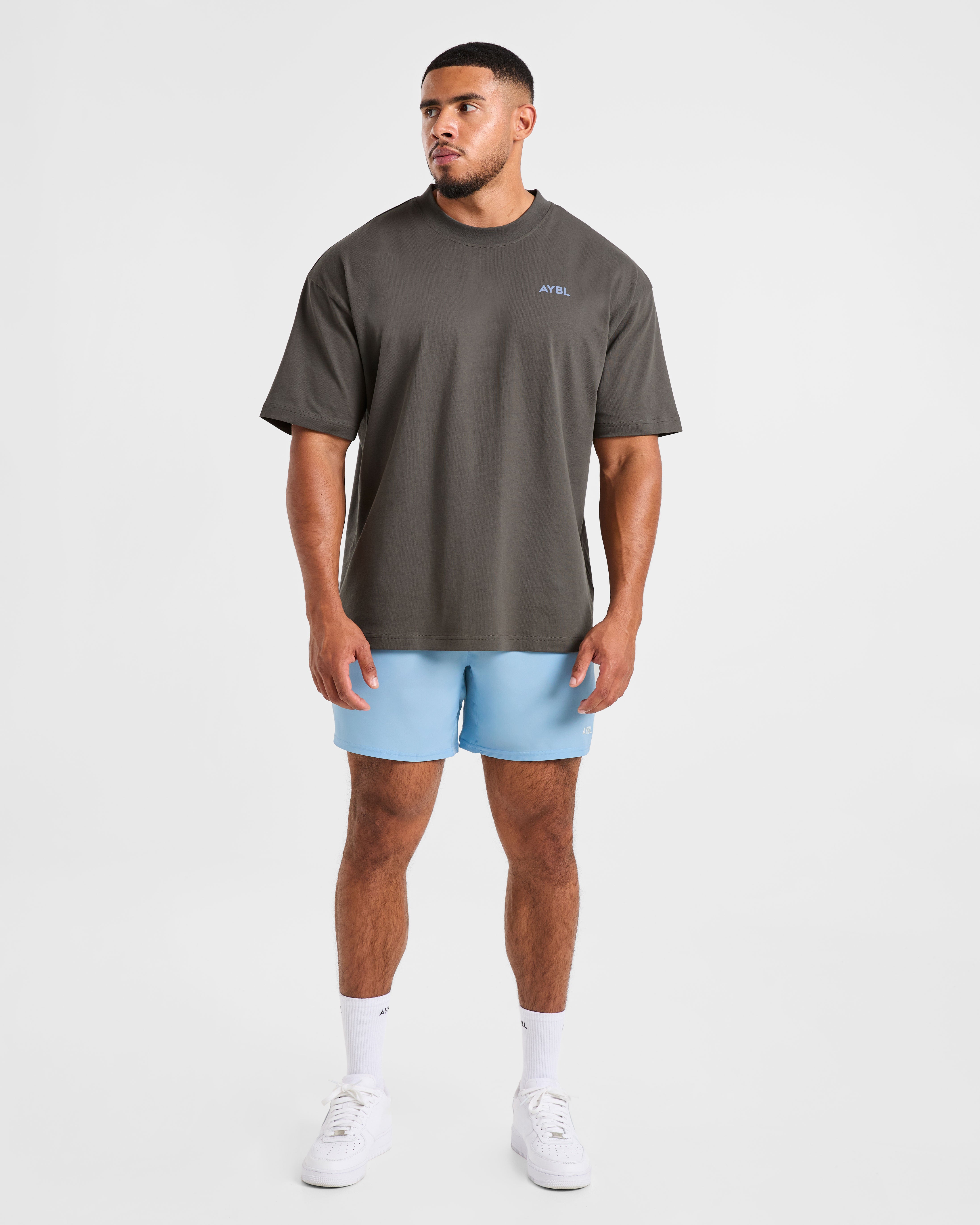 Essential Oversized T Shirt - Charcoal/Cornflower Blau