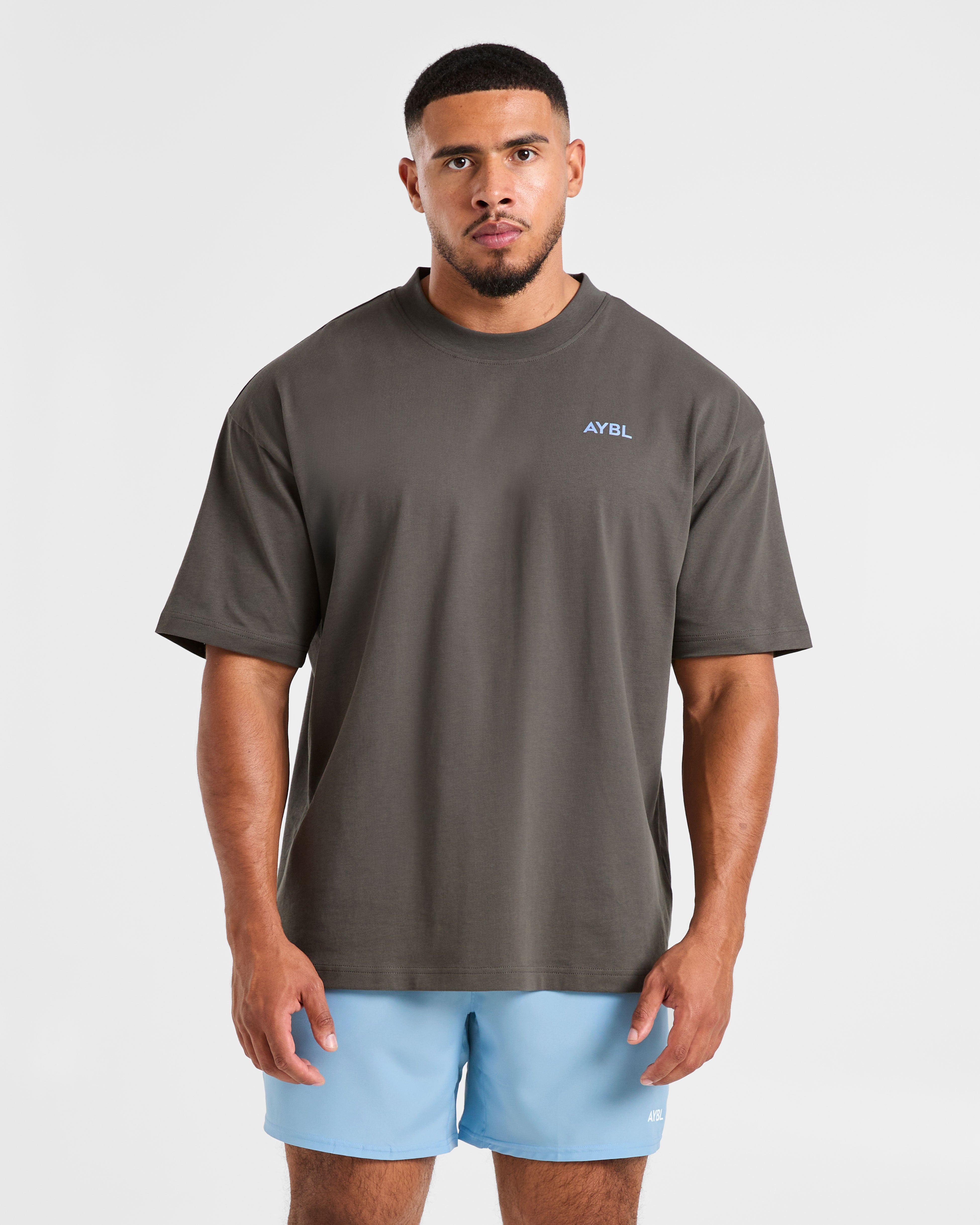 Essential Oversized T Shirt - Charcoal/Cornflower Blau