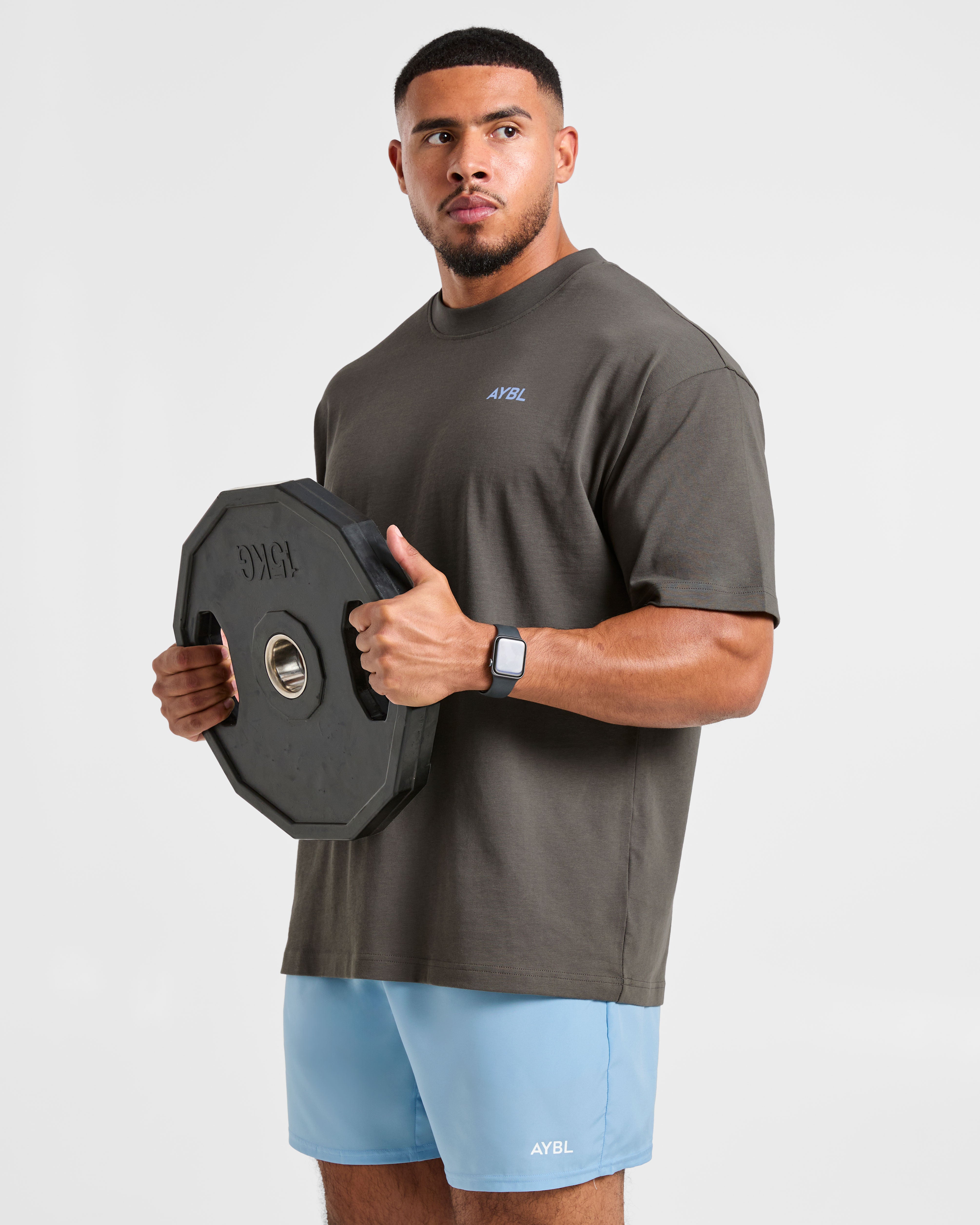 Essential Oversized T Shirt - Charcoal/Cornflower Blau