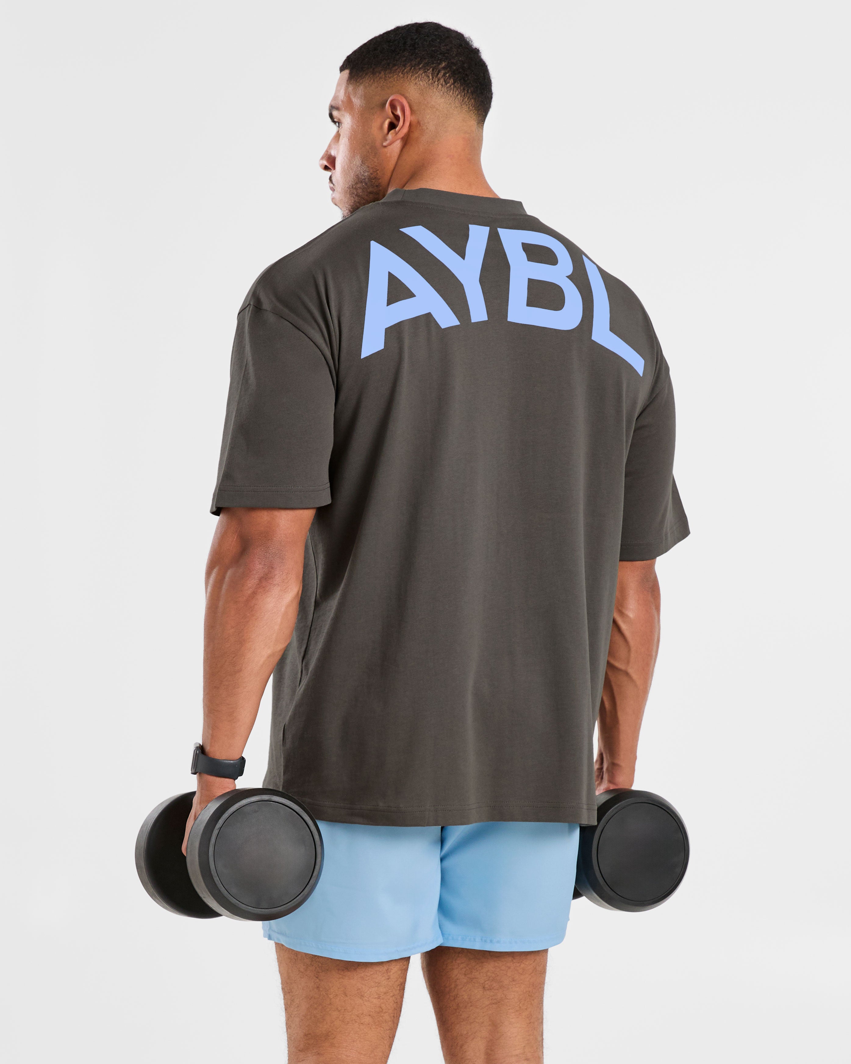 Essential Oversized T Shirt - Charcoal/Cornflower Blau