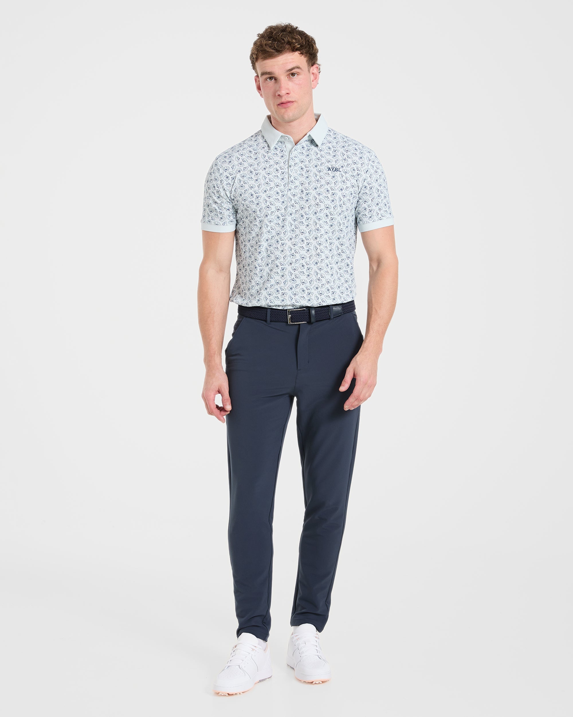 Precision Camellias Polo - Ice Blau
