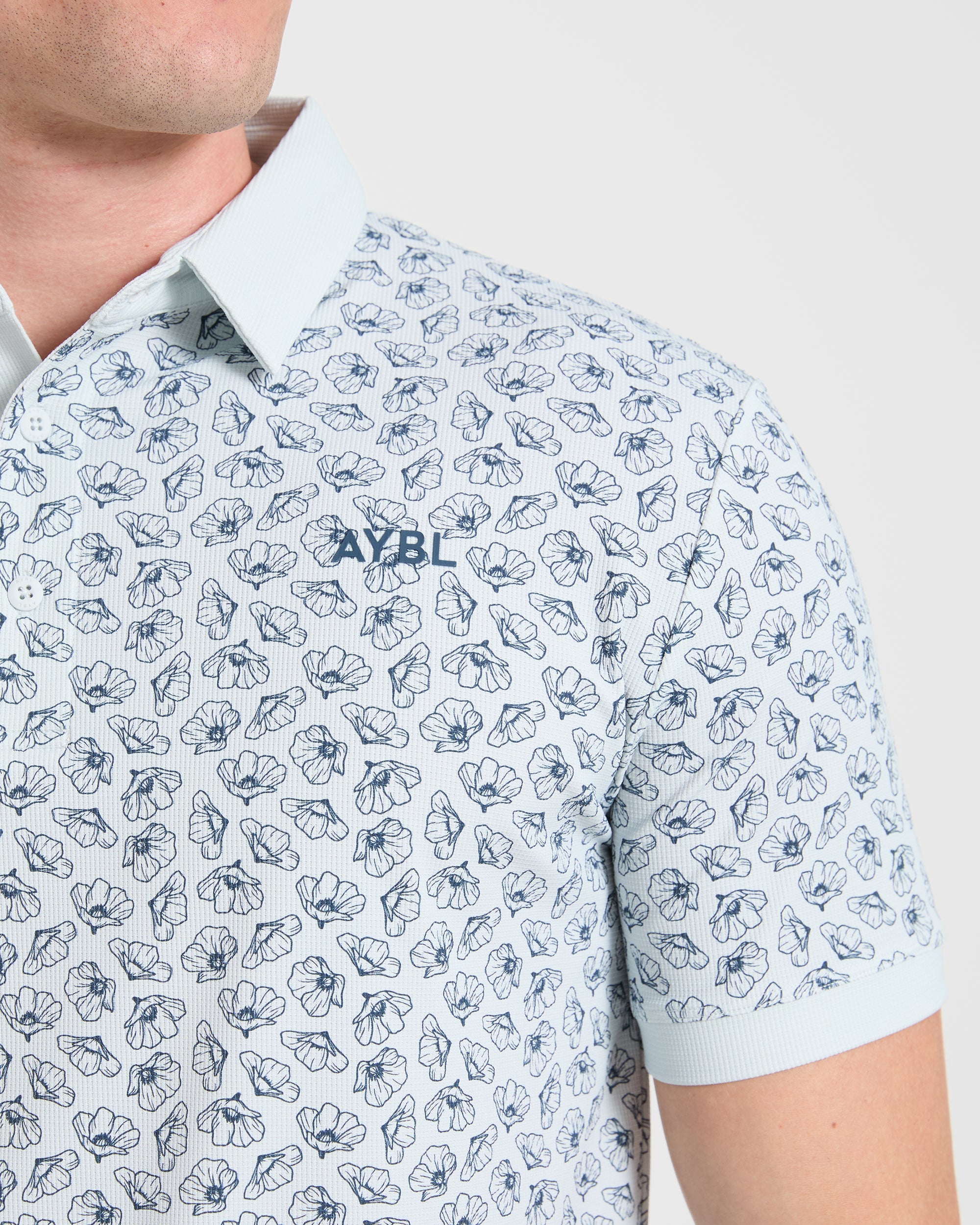 Precision Camellias Polo - Ice Blau