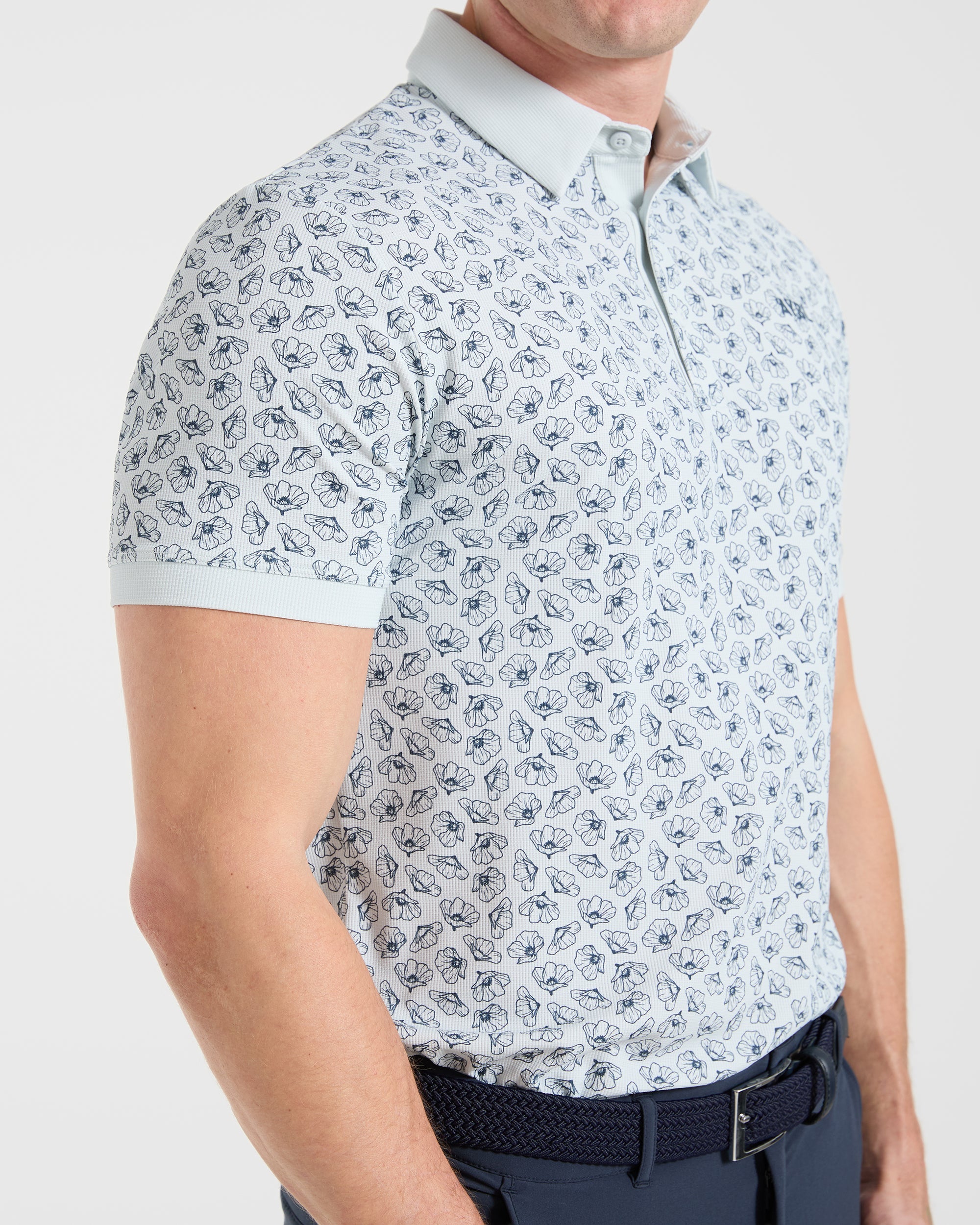 Precision Camellias Polo - Ice Blau