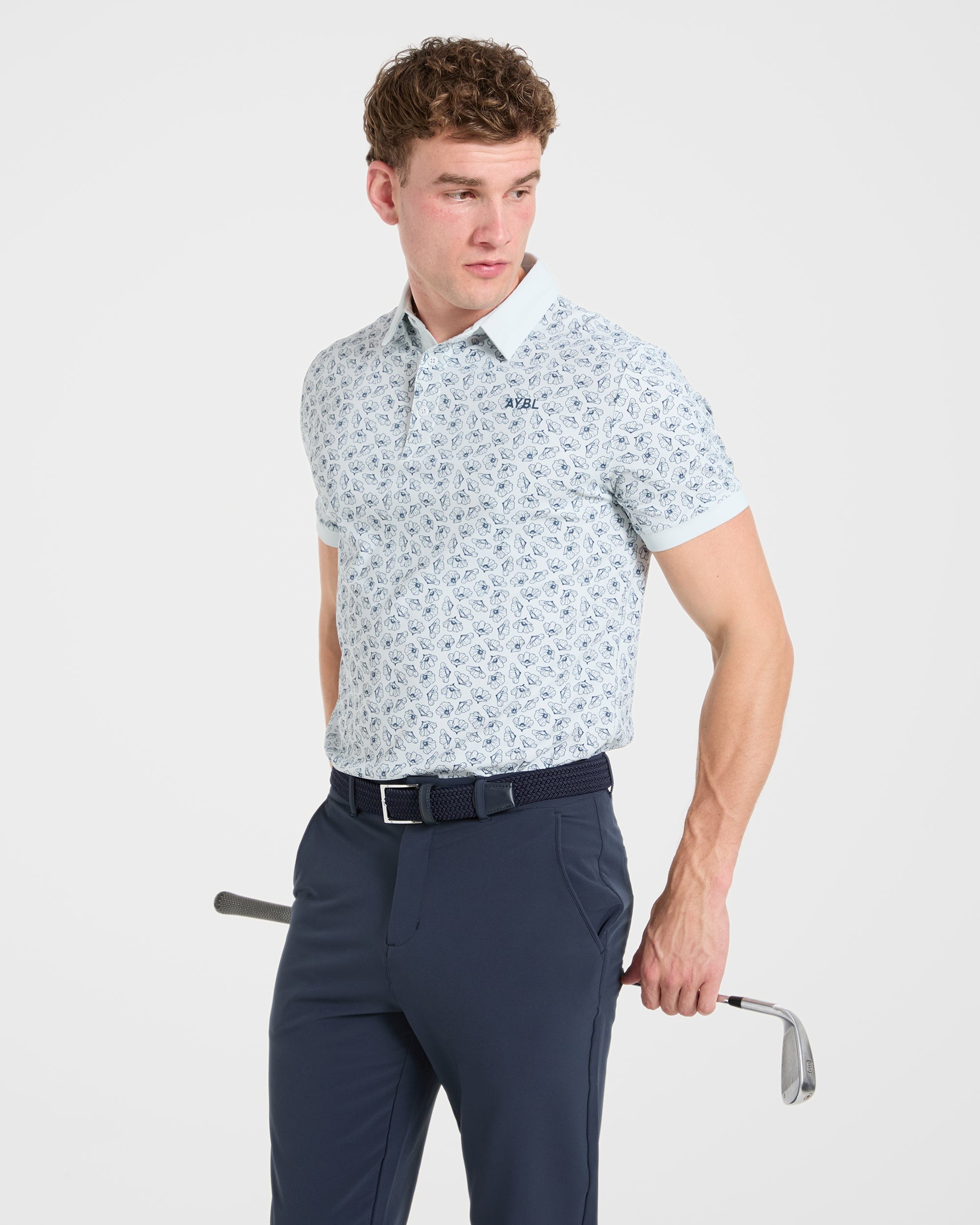 Precision Camellias Polo - Ice Blau