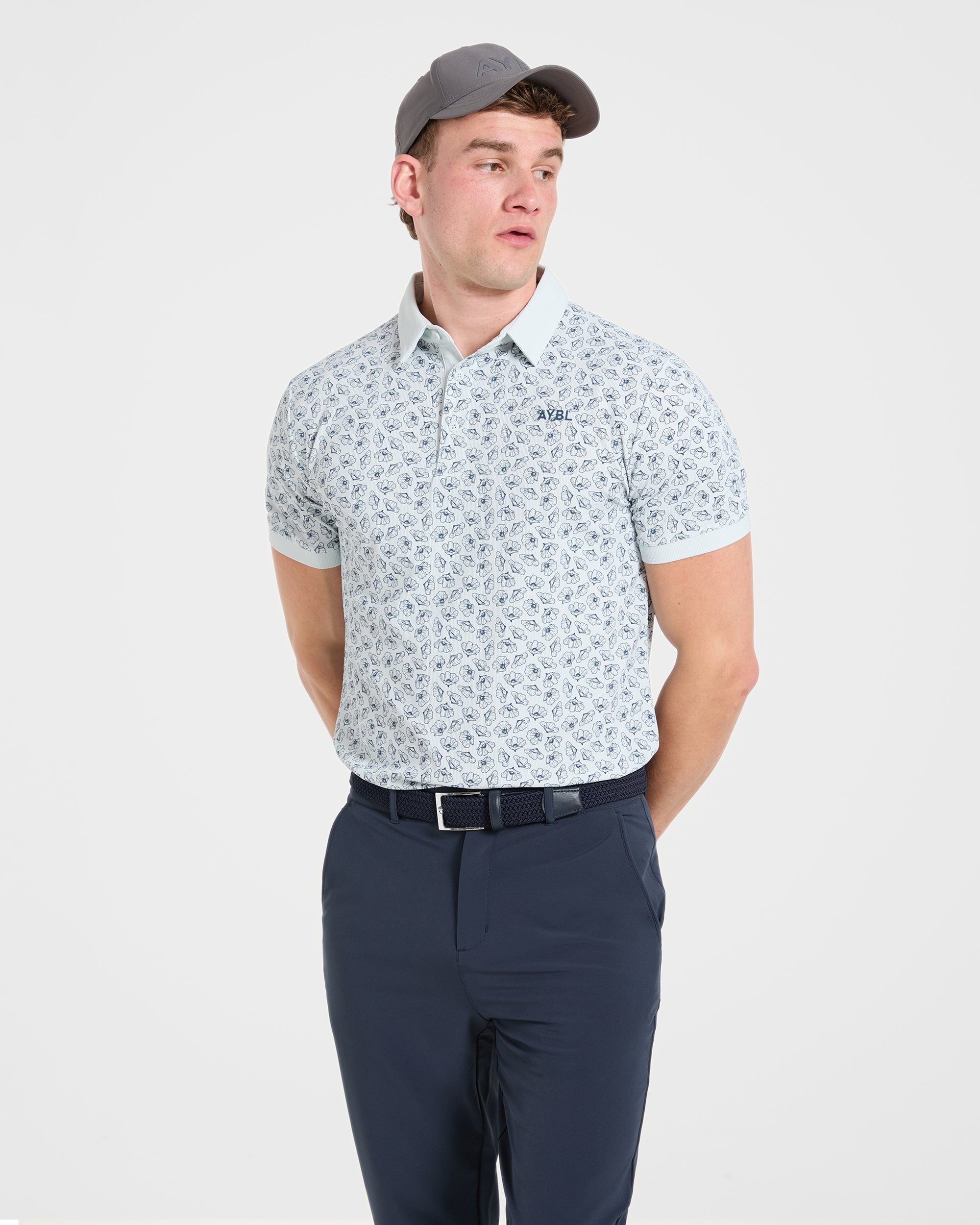 Precision Camellias Polo - Ice Blau
