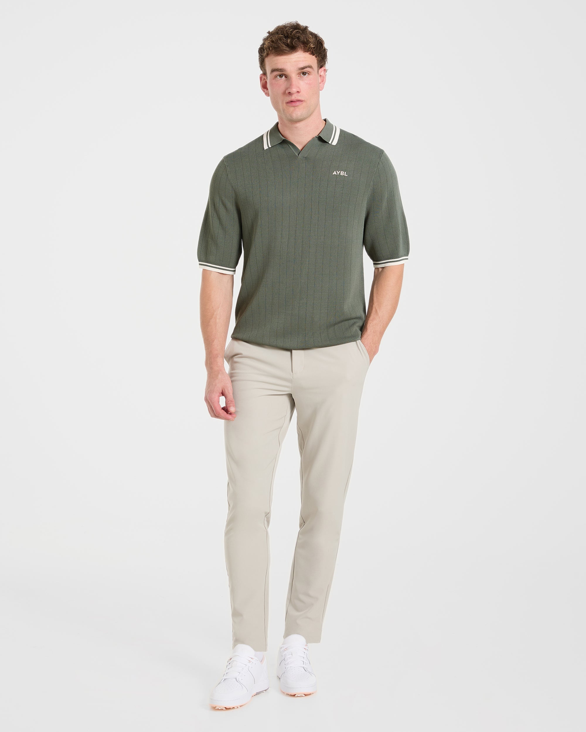 Classic Knitted Polo - Hillside Grün