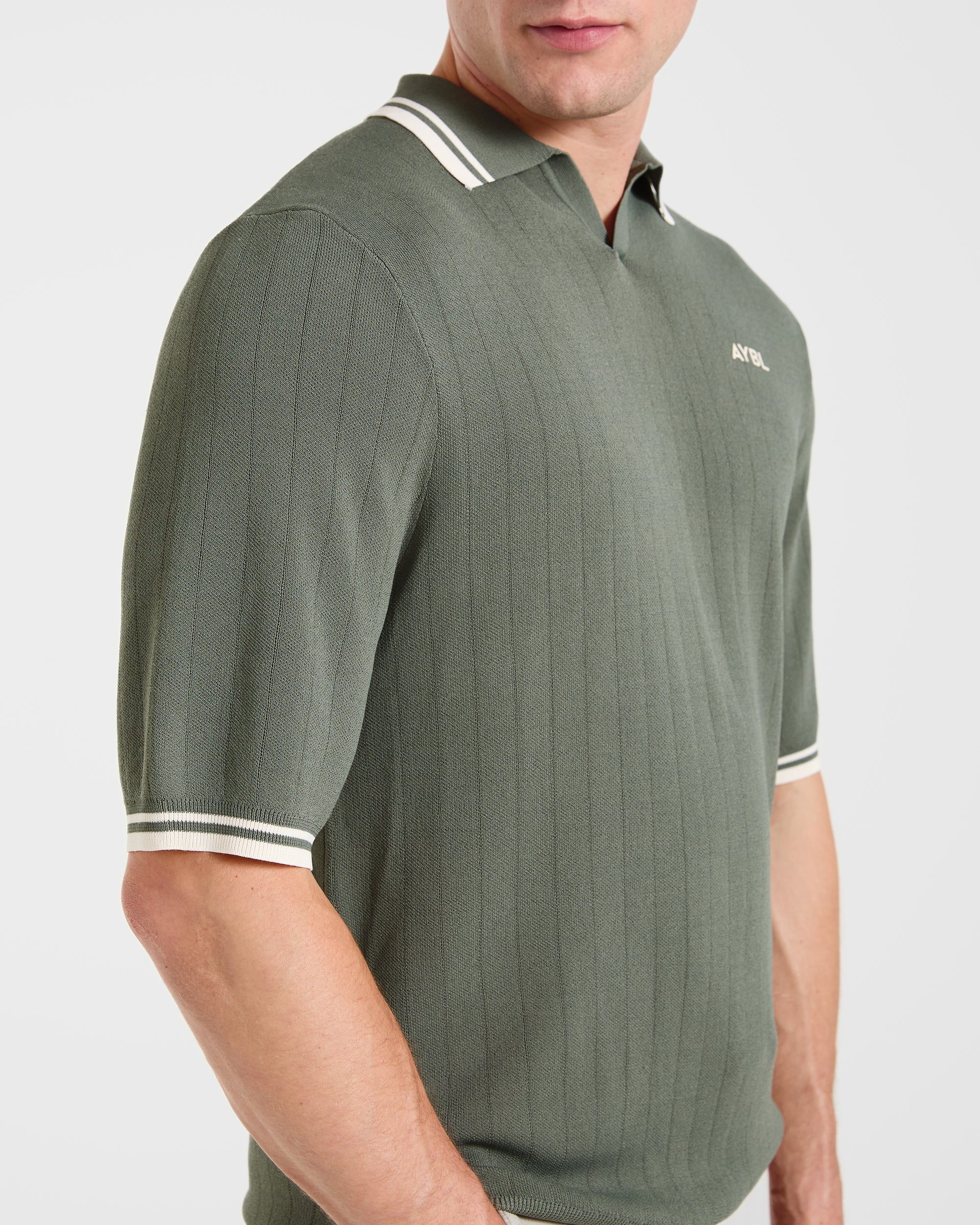 Classic Knitted Polo - Hillside Grün