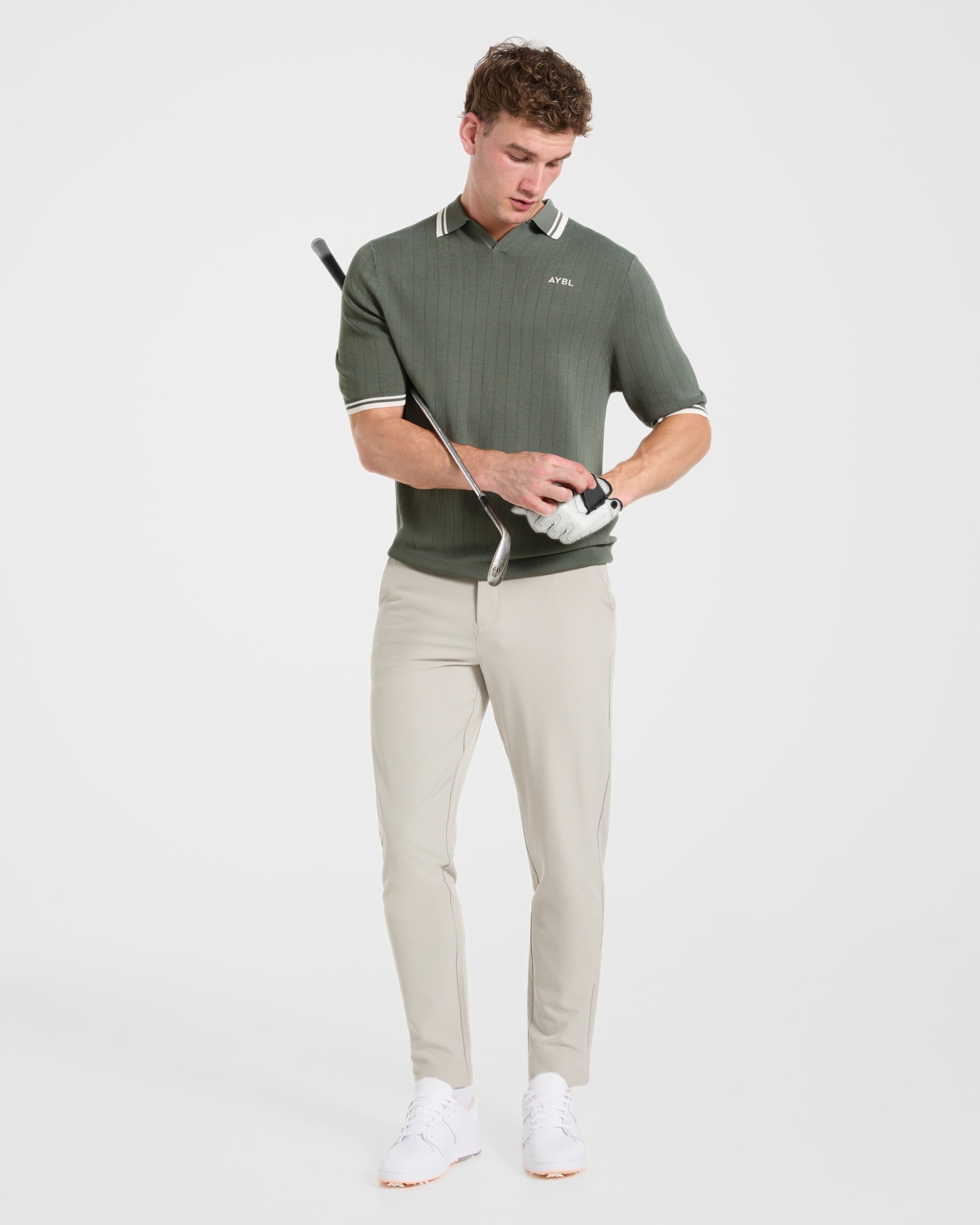 Classic Knitted Polo - Hillside Grün