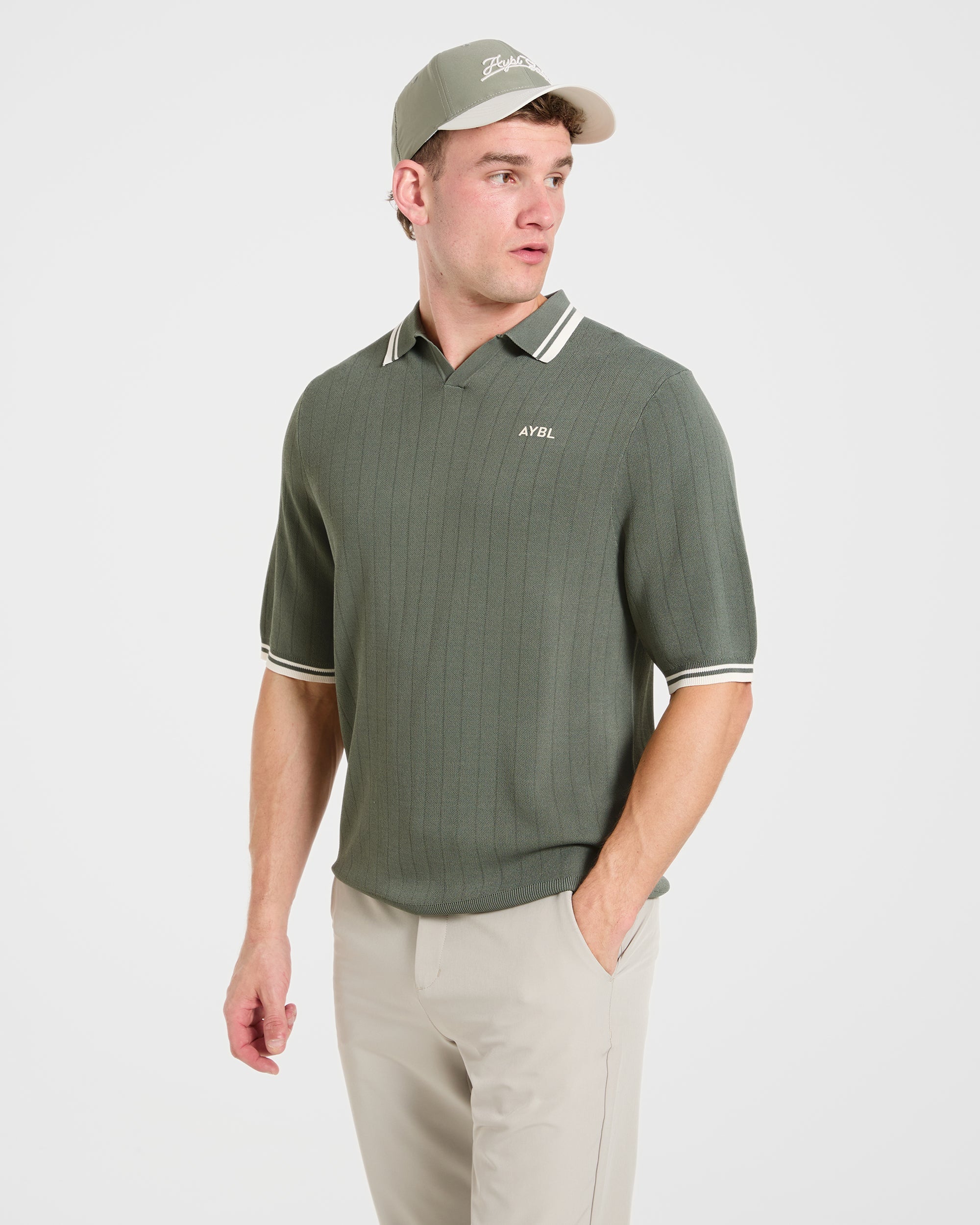 Classic Knitted Polo - Hillside Grün