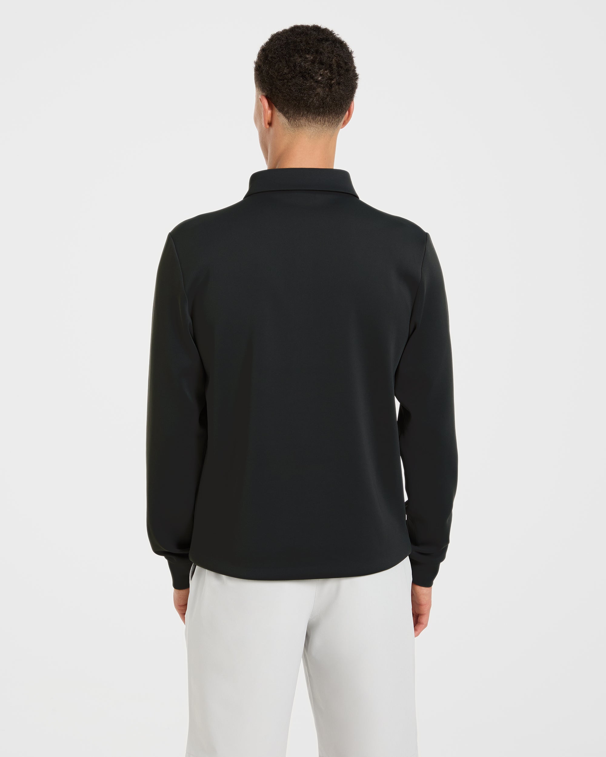 Precision Longsleeve Collared Pullover - Black