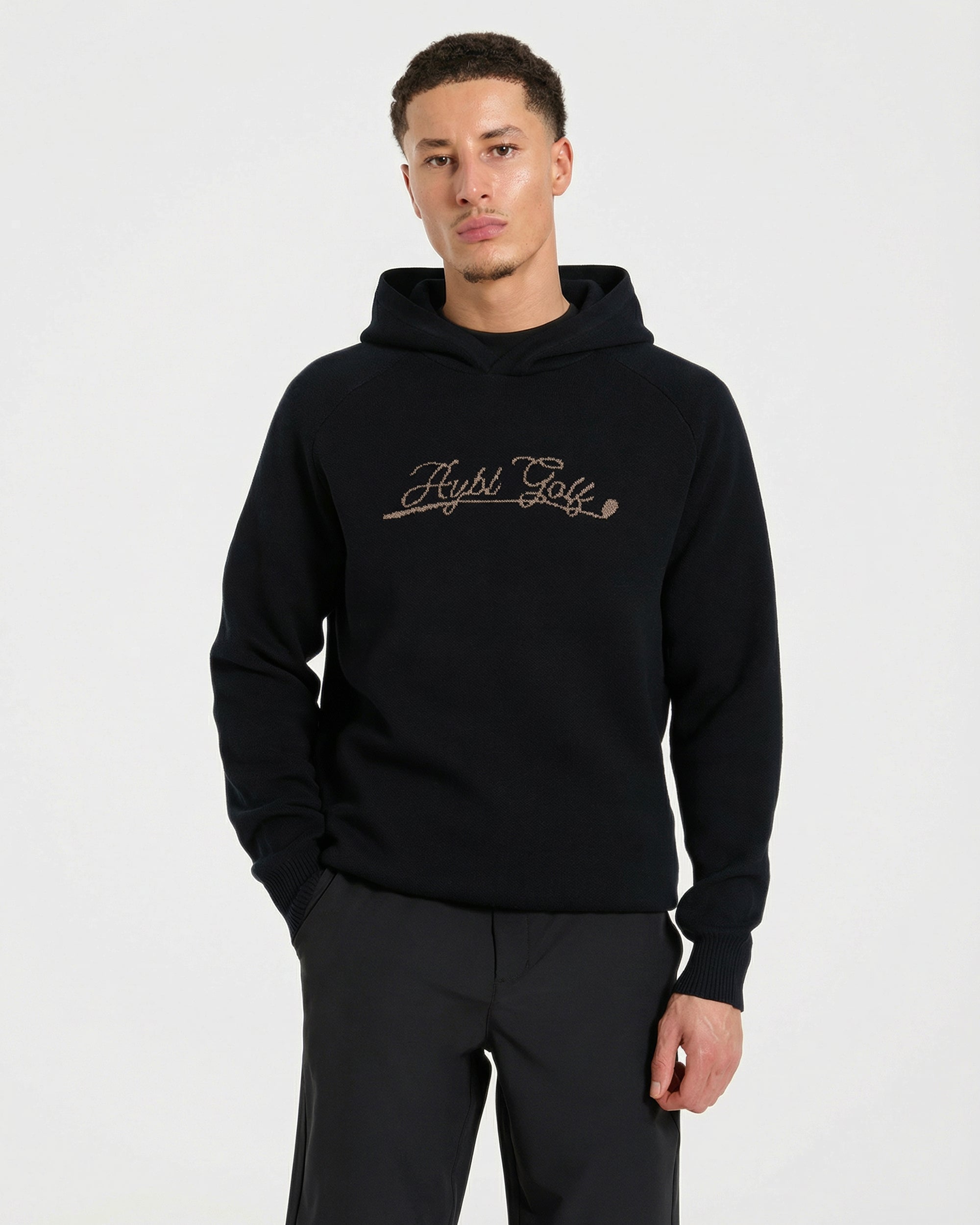 Golf Club Knitted Hoodie - Black