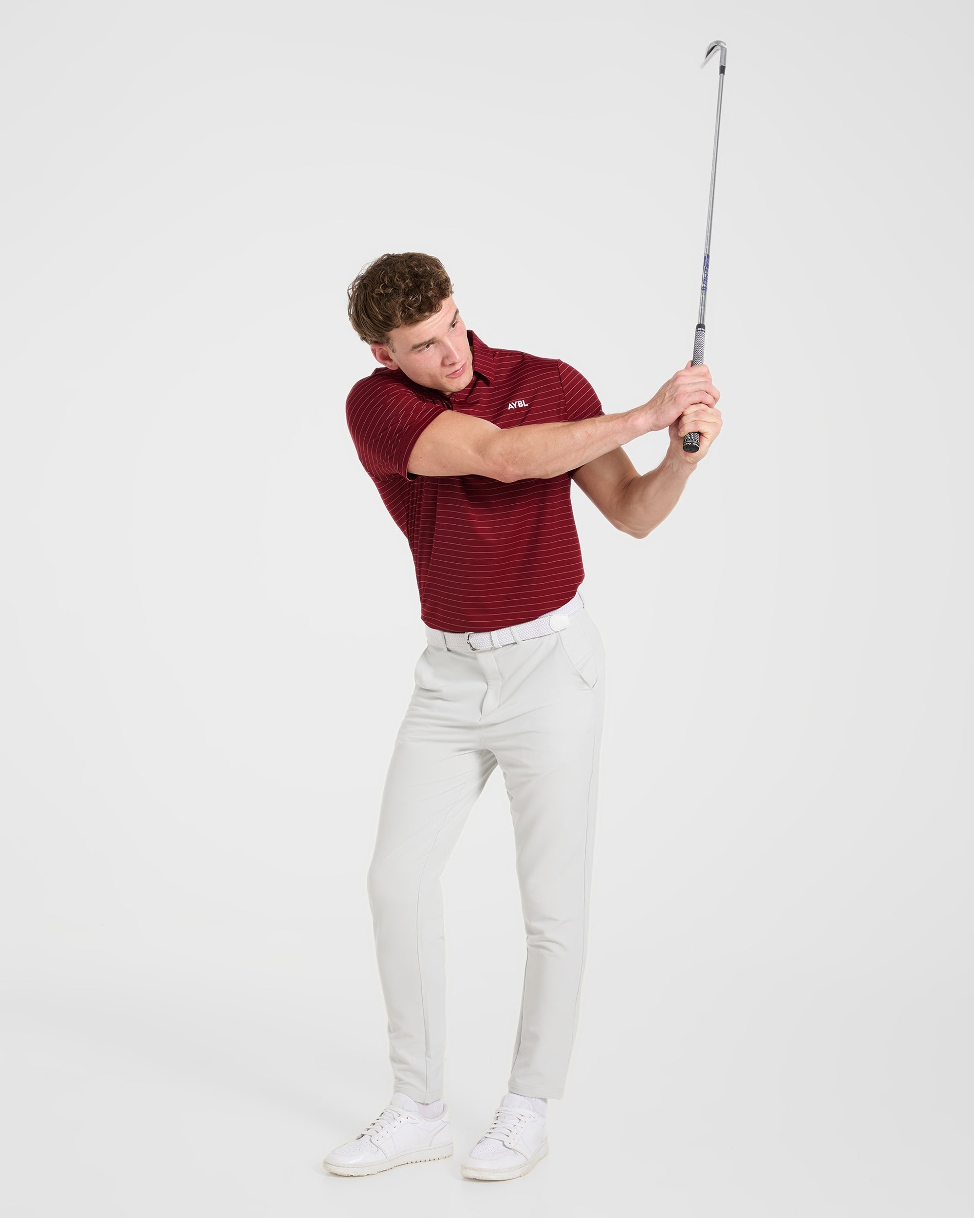 Classic Stripe Polo - Burgundy Rot