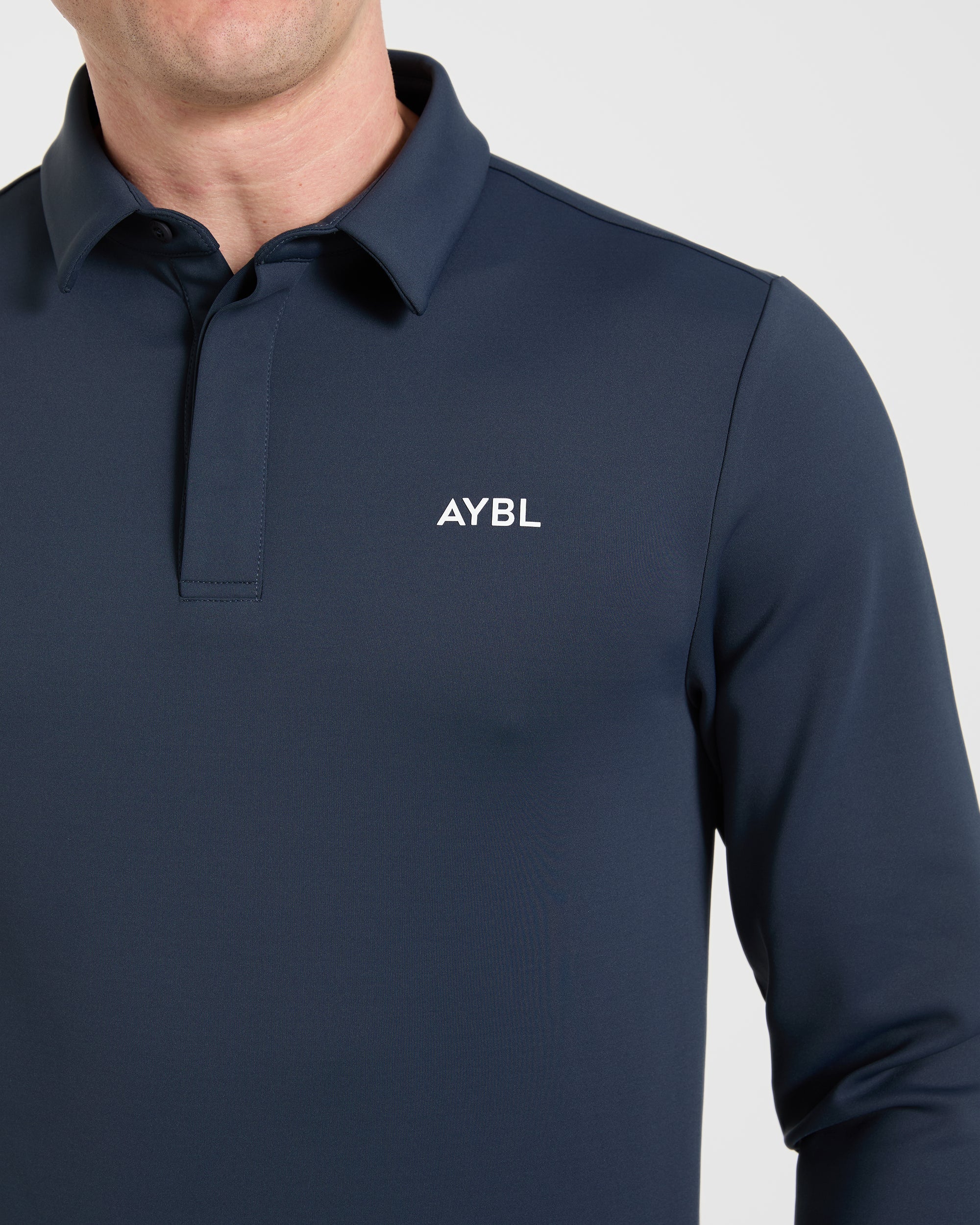 Precision Longsleeve Collared Pullover - Navy Blue