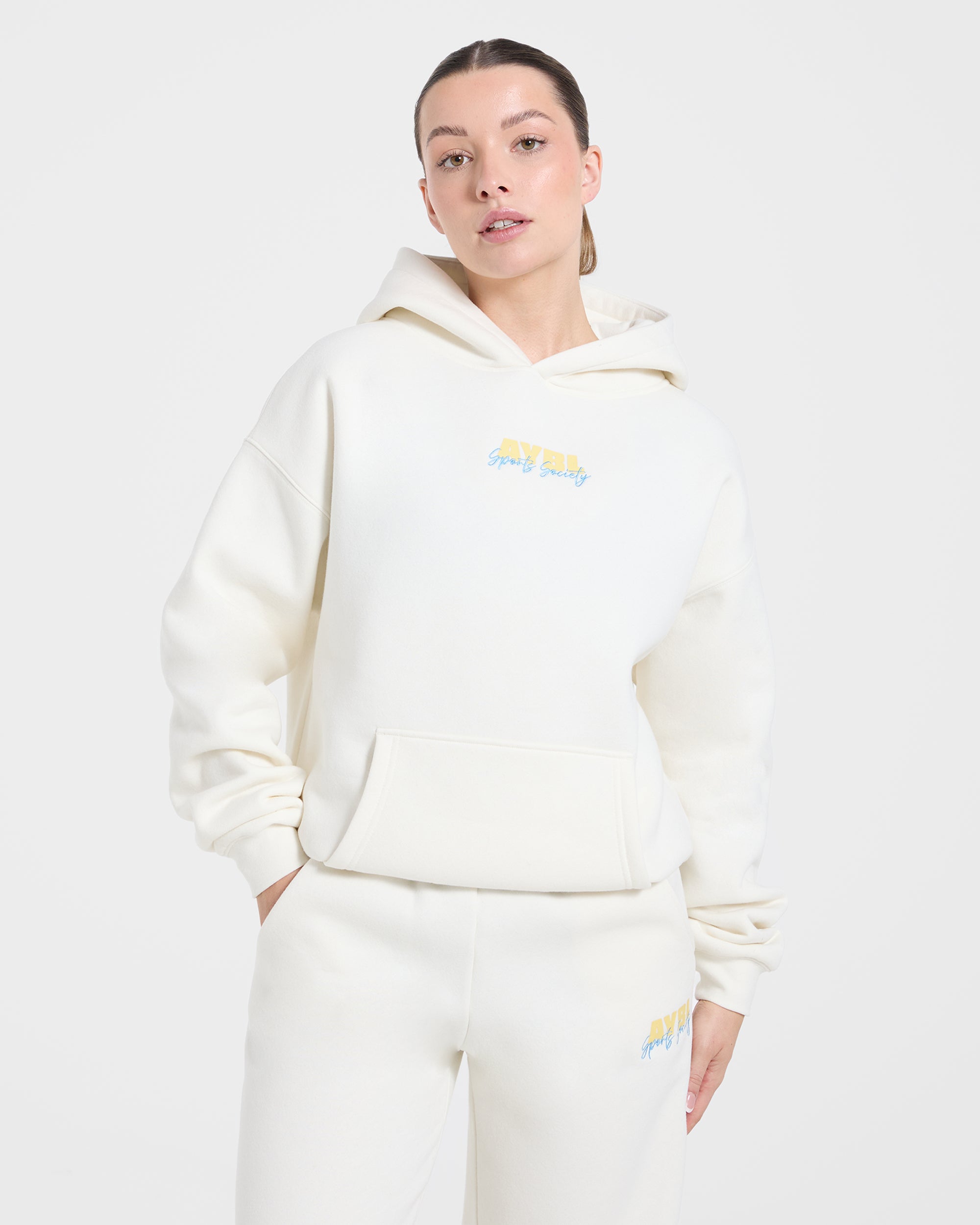 Sports Society Oversized Hoodie - Off Weiß