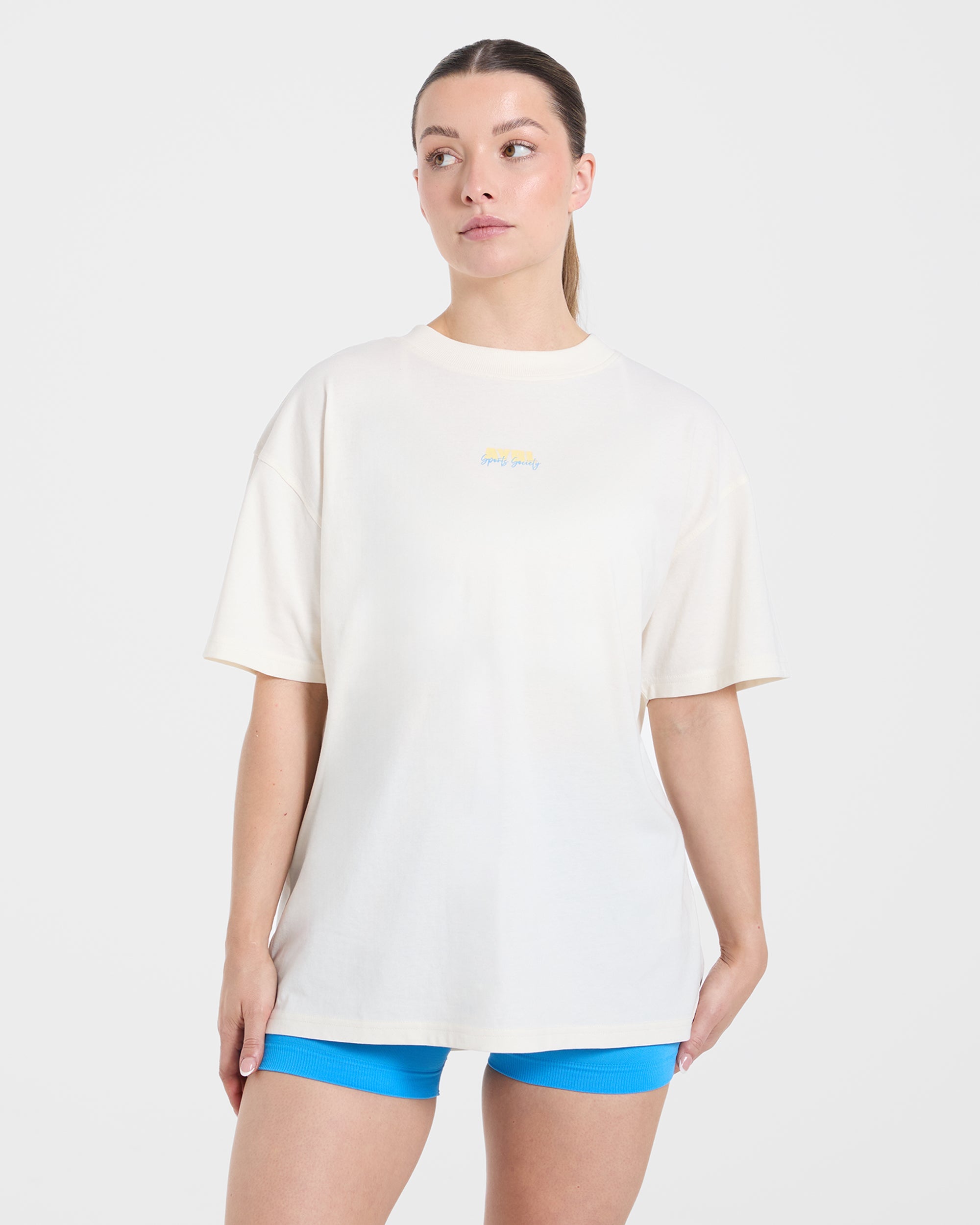 AYBL Sports Society Oversized T Shirt - Off Weiß