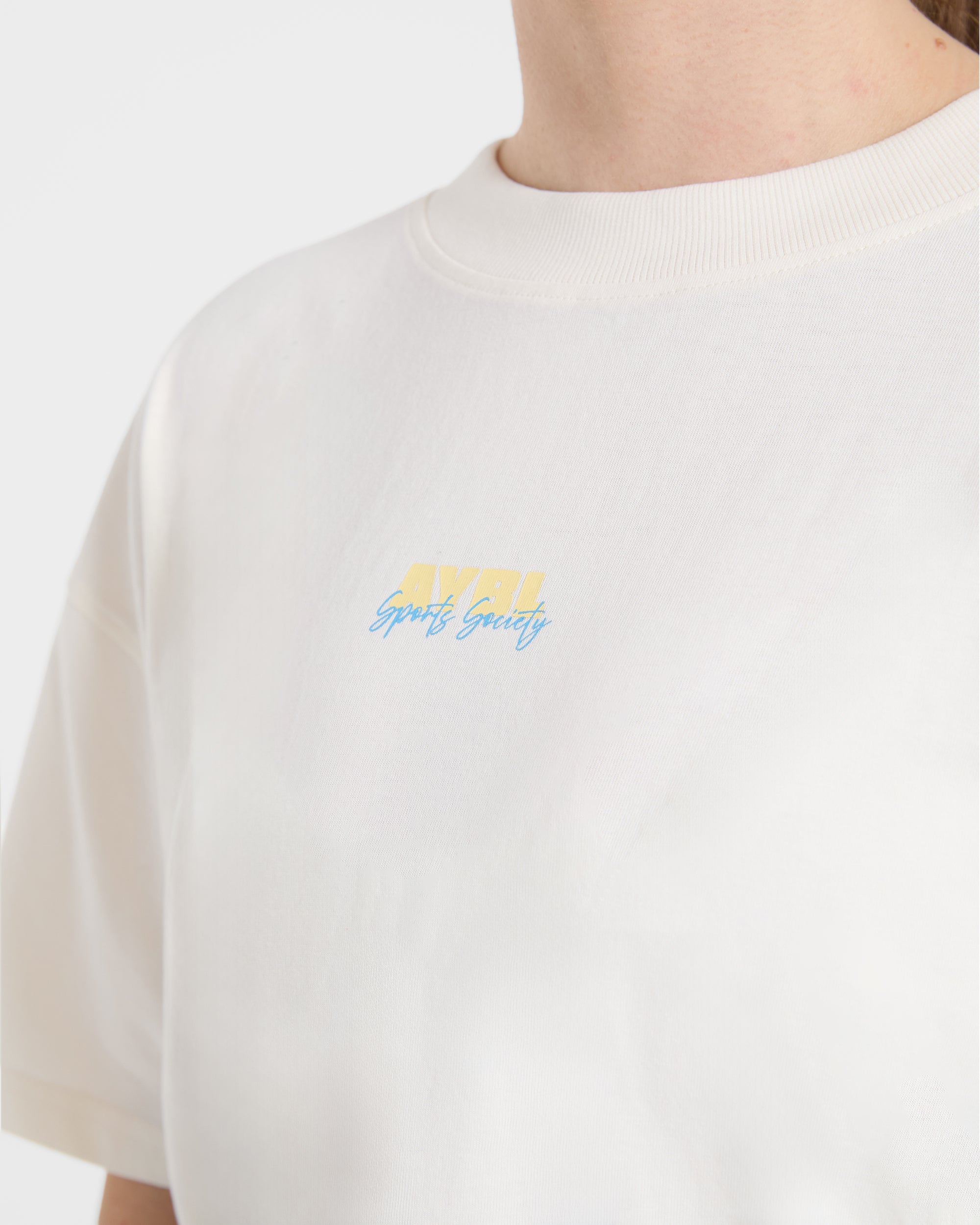 AYBL Sports Society Oversized T Shirt - Off Weiß
