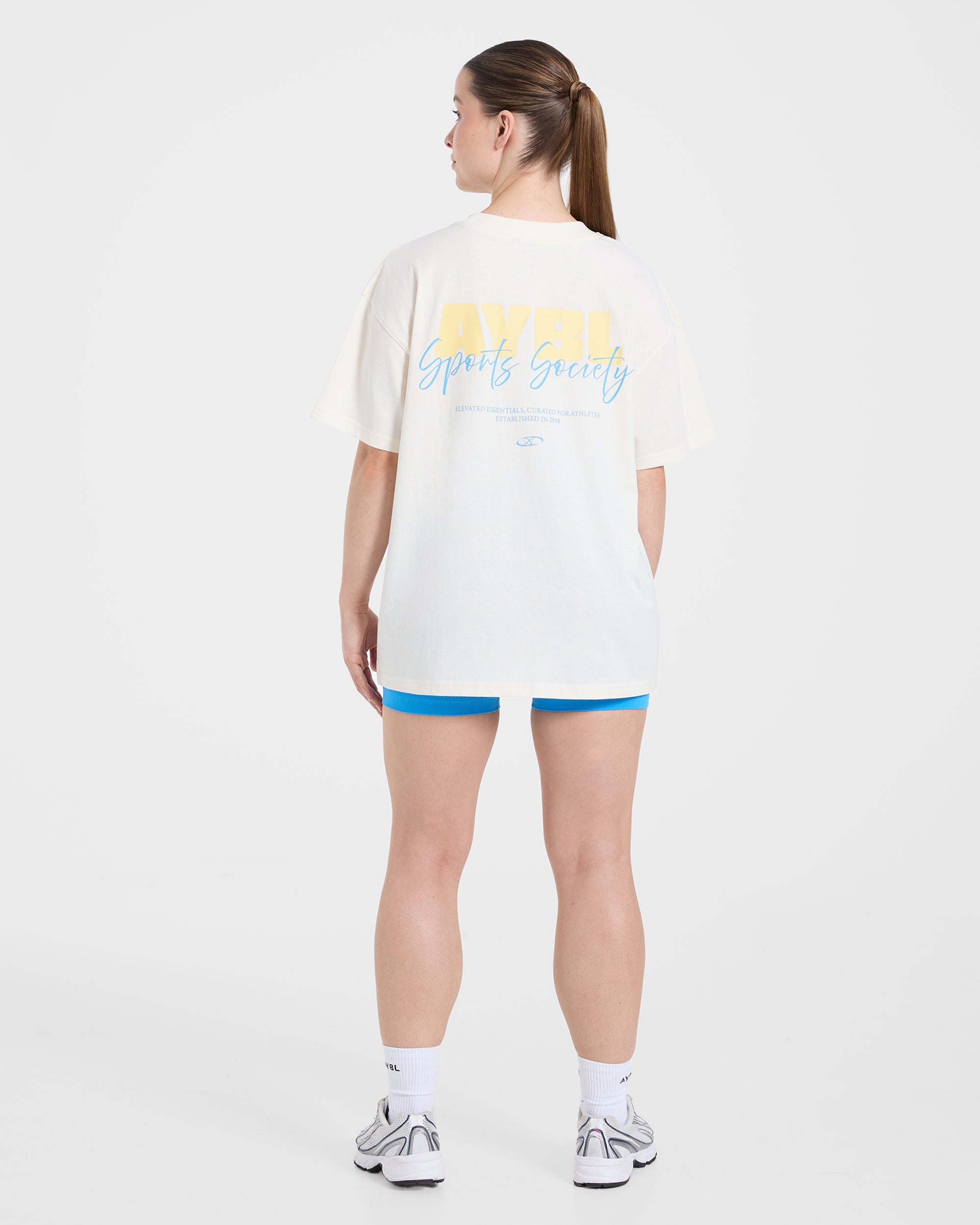 AYBL Sports Society Oversized T Shirt - Off Weiß