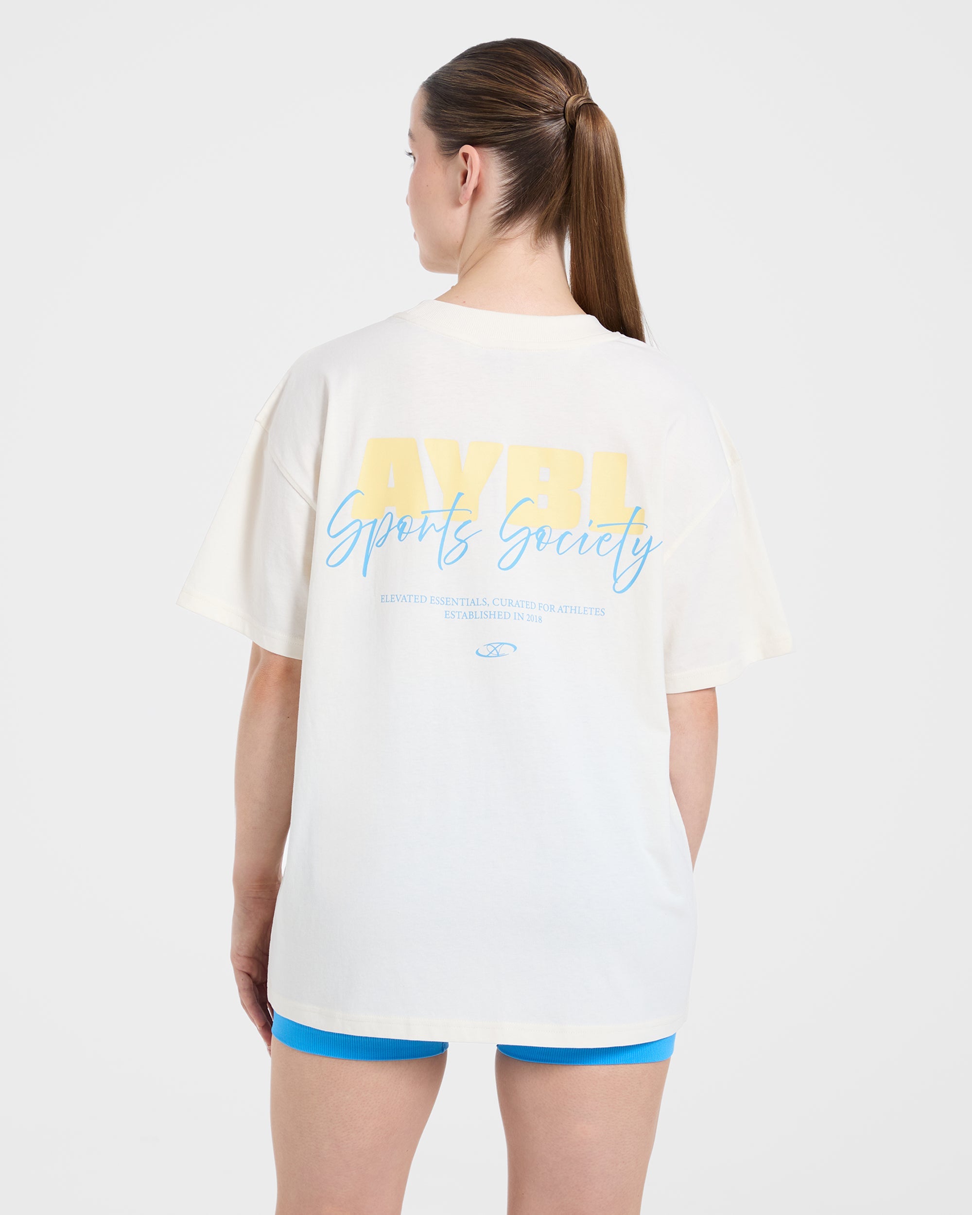 AYBL Sports Society Oversized T Shirt - Off Weiß