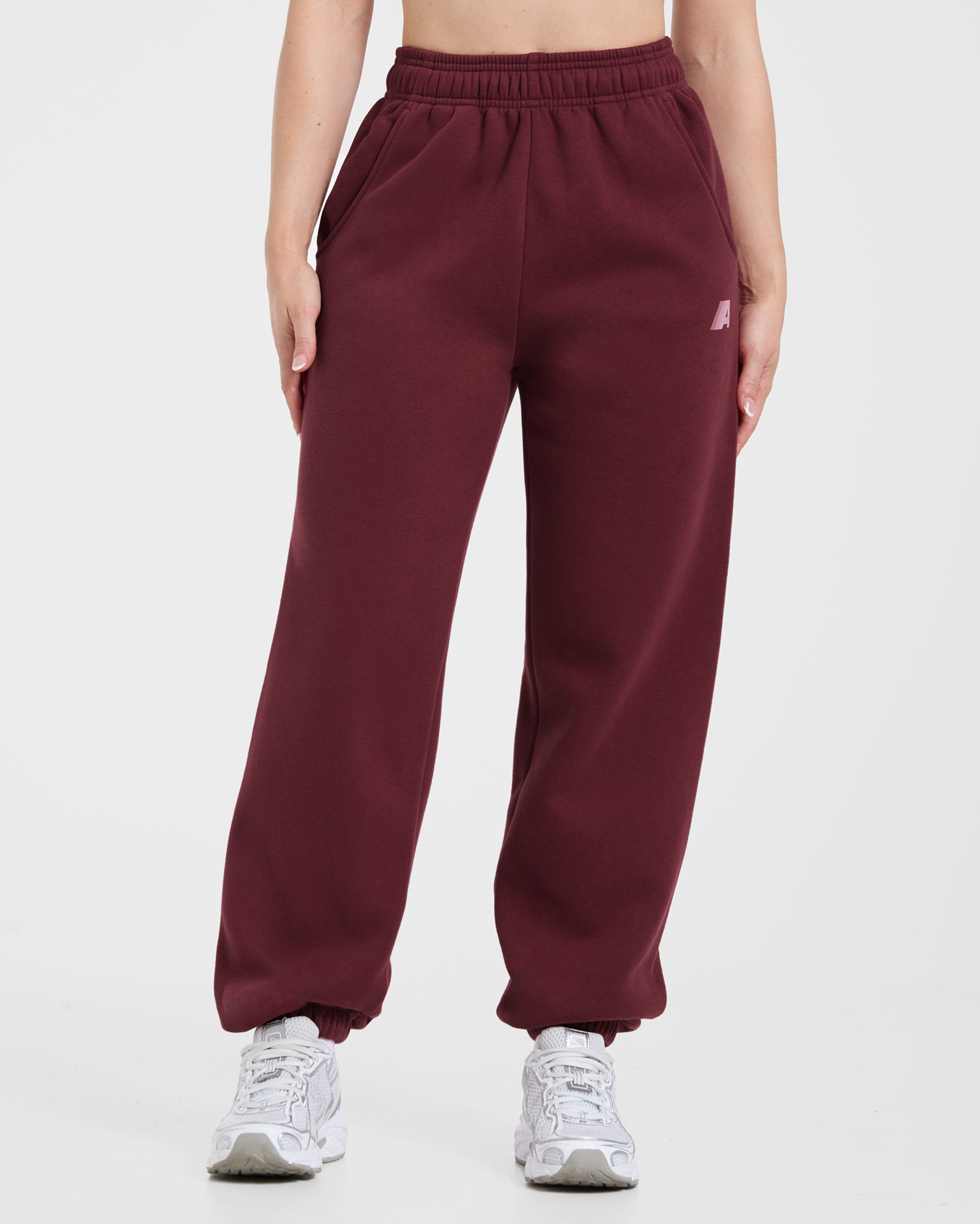 Retro Athletics Oversized Joggers - Deep Raspberry/Rosa