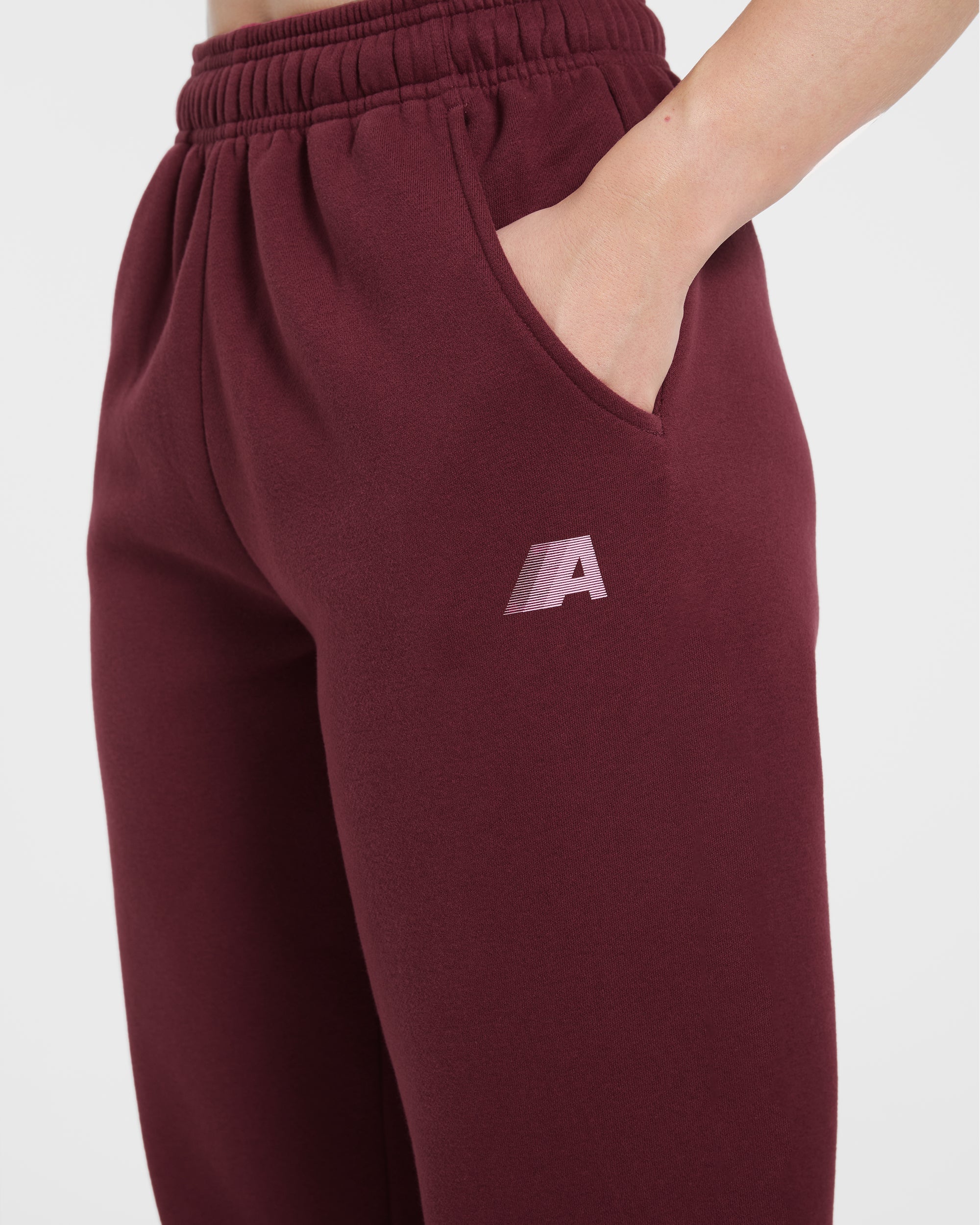 Retro Athletics Oversized Joggers - Deep Raspberry/Rosa