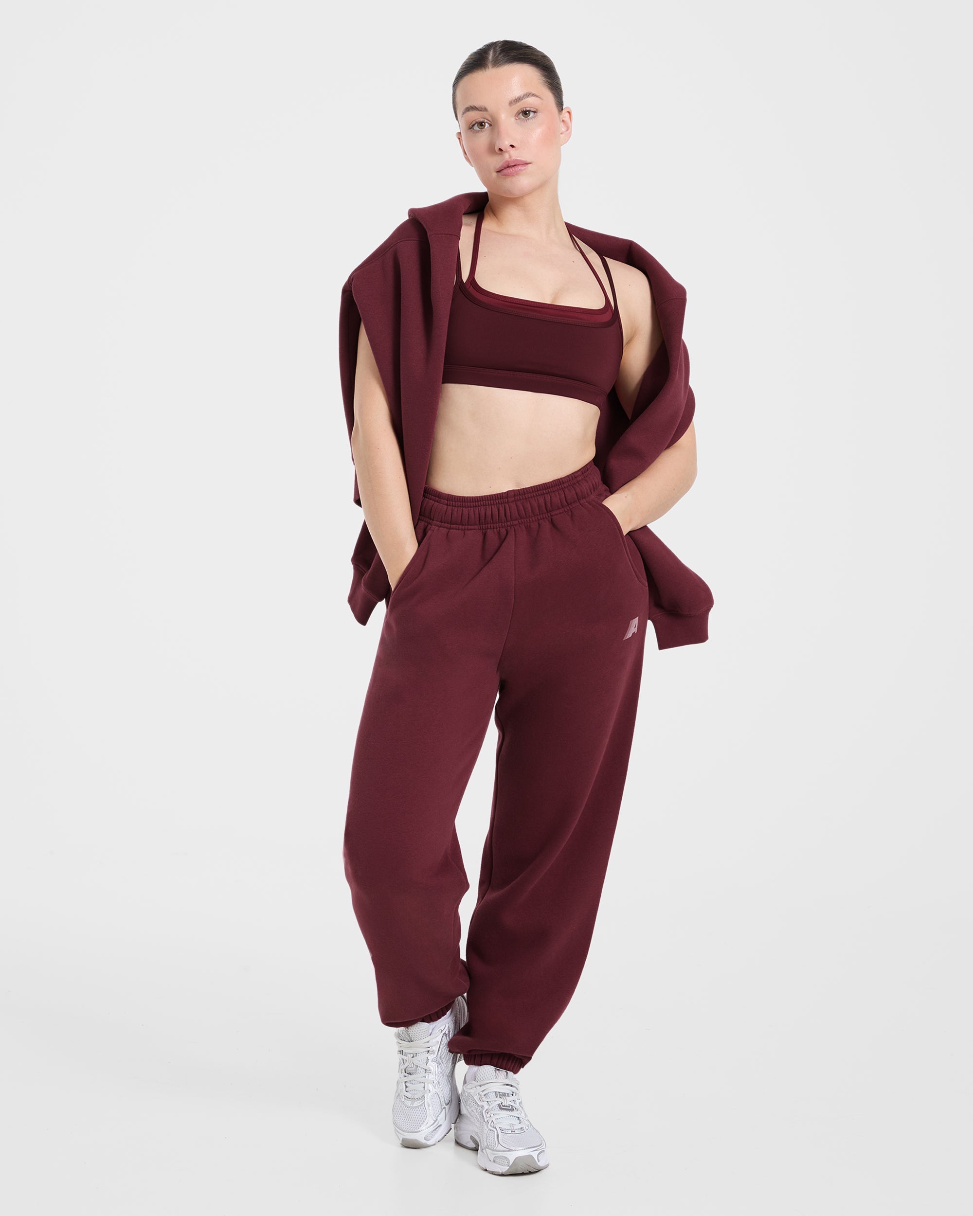 Retro Athletics Oversized Joggers - Deep Raspberry/Rosa
