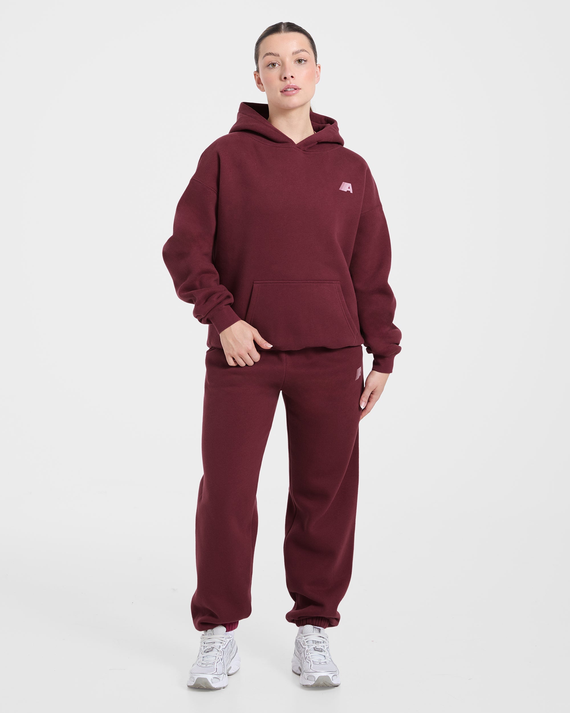 Retro Athletics Oversized Joggers - Deep Raspberry/Rosa