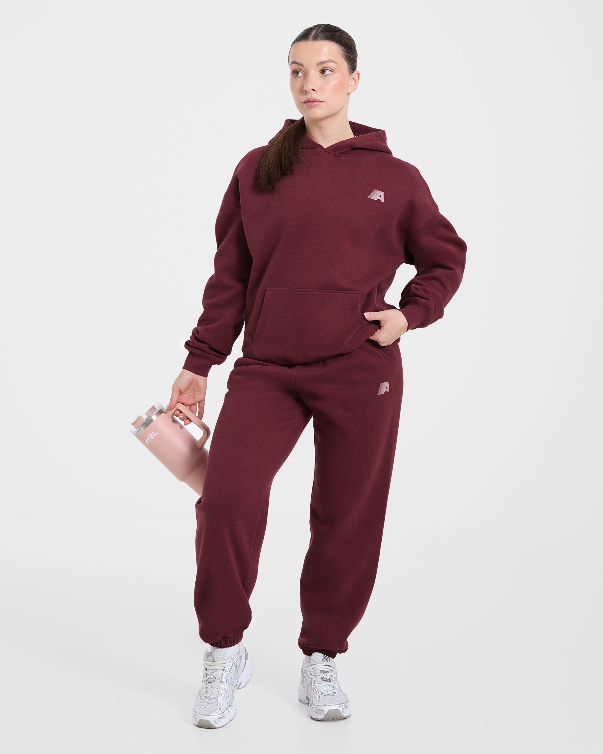 Retro Athletics Oversized Joggers - Deep Raspberry/Rosa