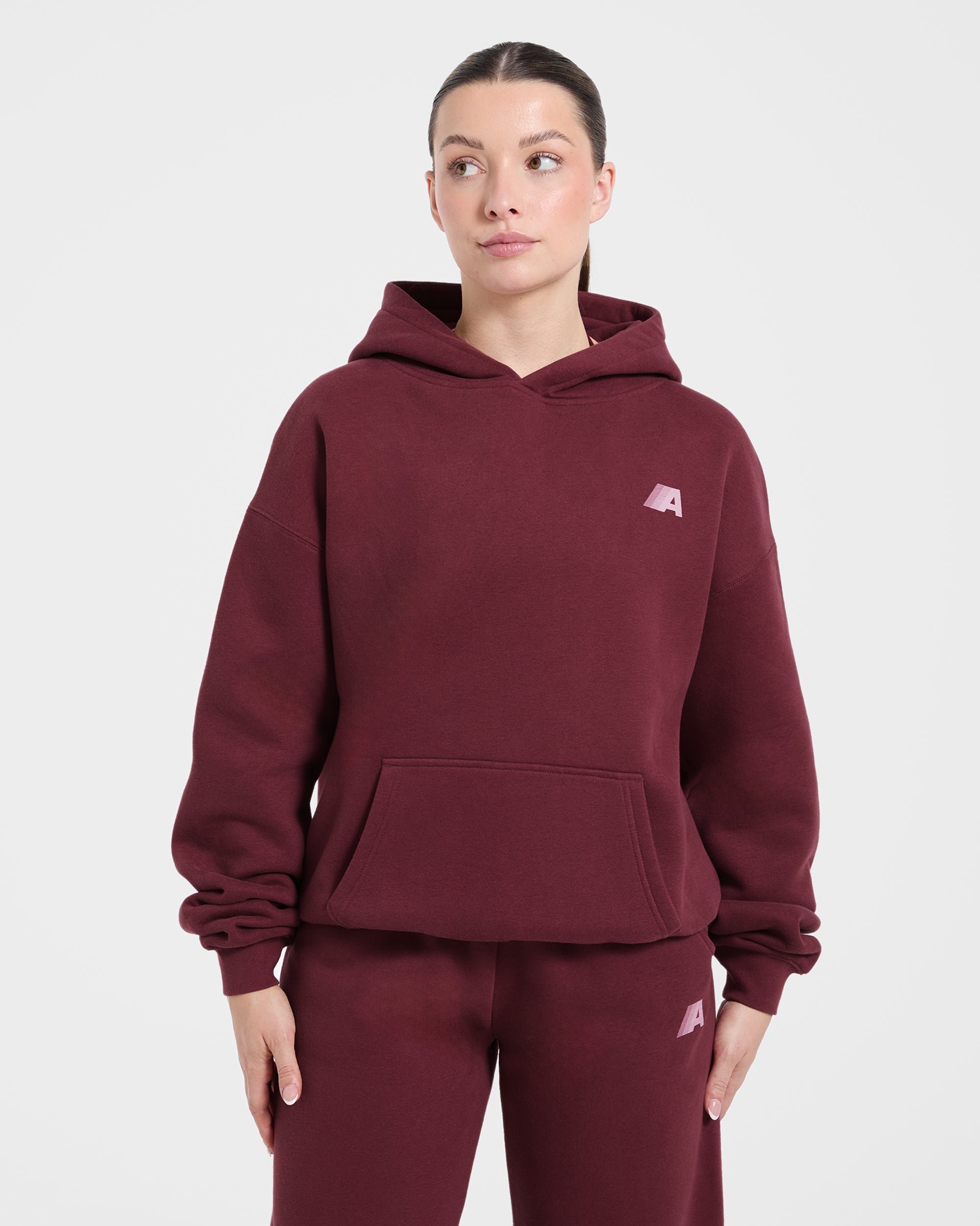 Retro Athletics Oversized Hoodie - Deep Raspberry/Rosa