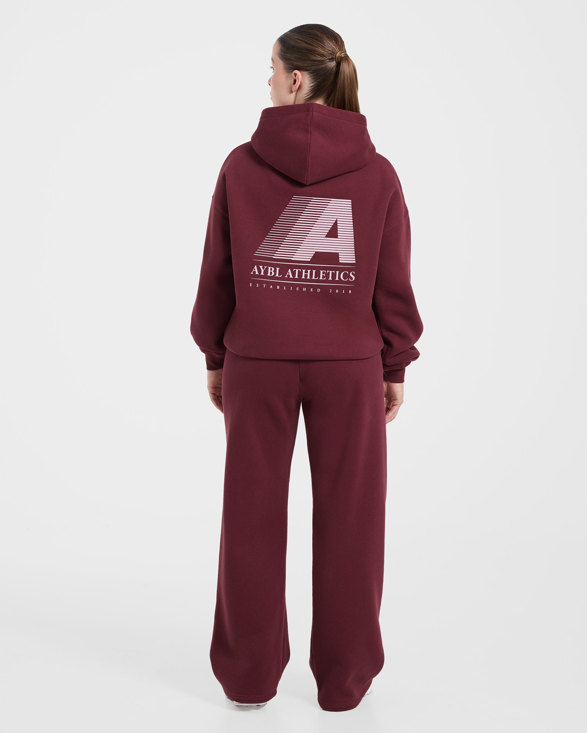 Retro Athletics Oversized Straight Leg Joggers - Deep Raspberry/Rosa