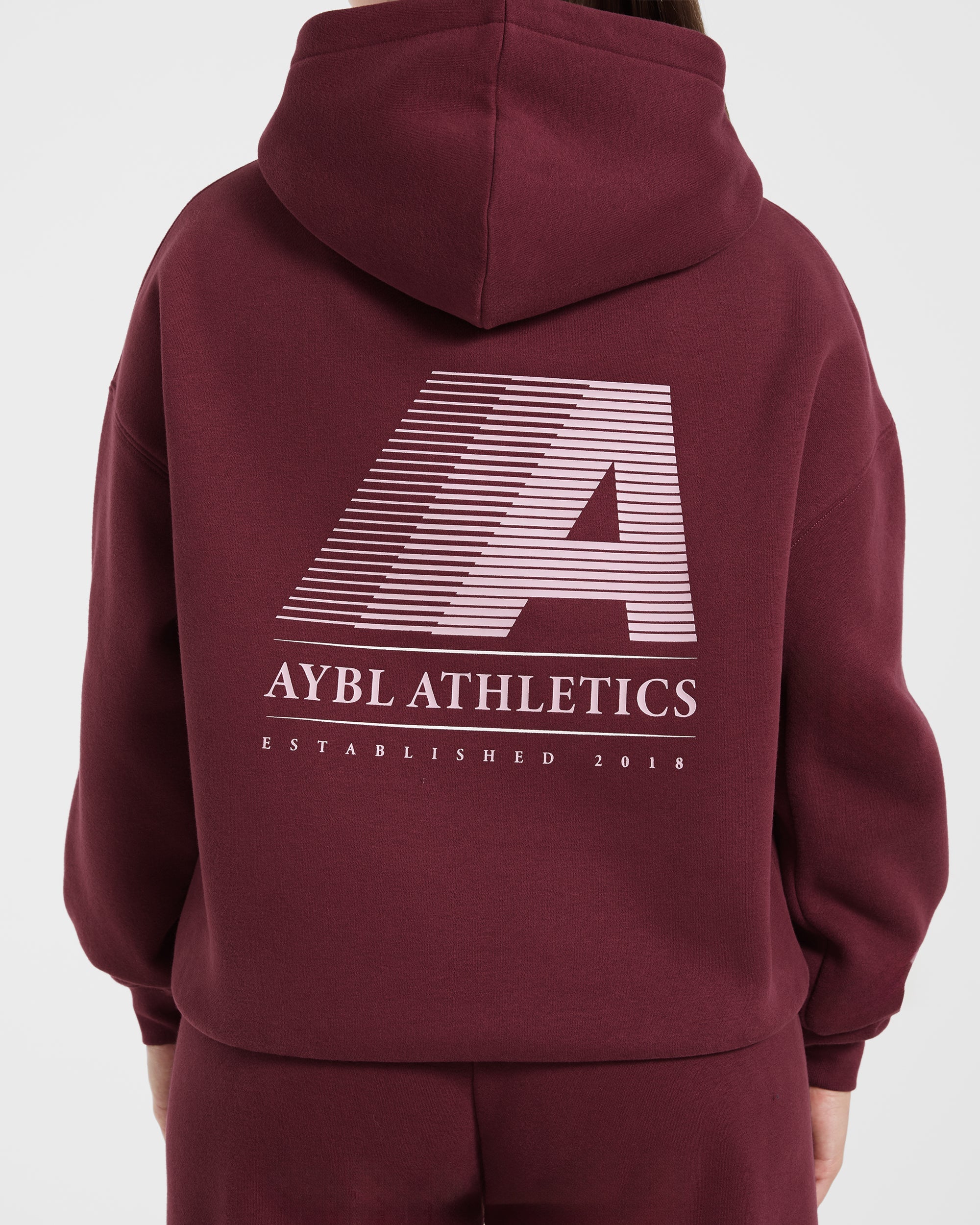 Retro Athletics Oversized Hoodie - Deep Raspberry/Rosa