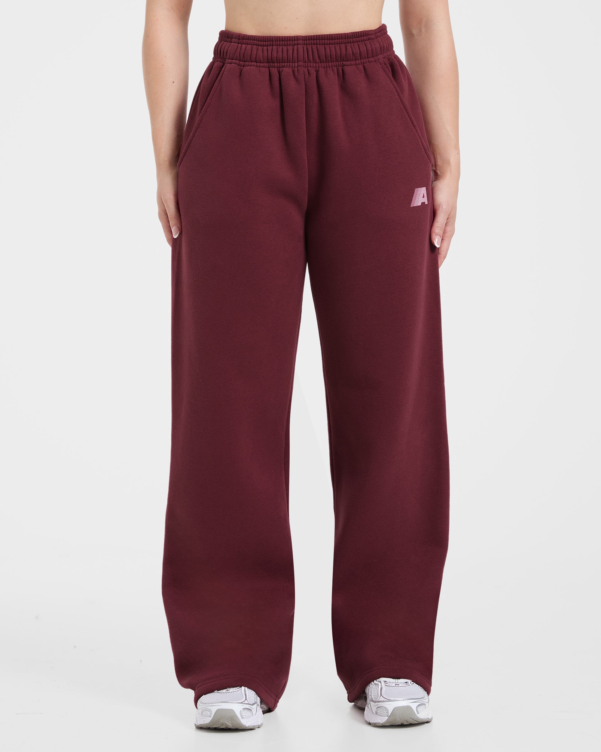 Retro Athletics Oversized Straight Leg Joggers - Deep Raspberry/Rosa