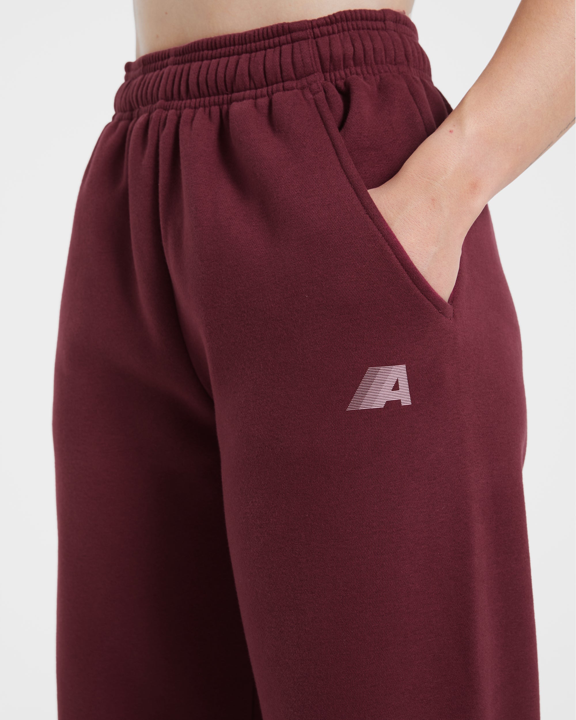 Retro Athletics Oversized Straight Leg Joggers - Deep Raspberry/Rosa