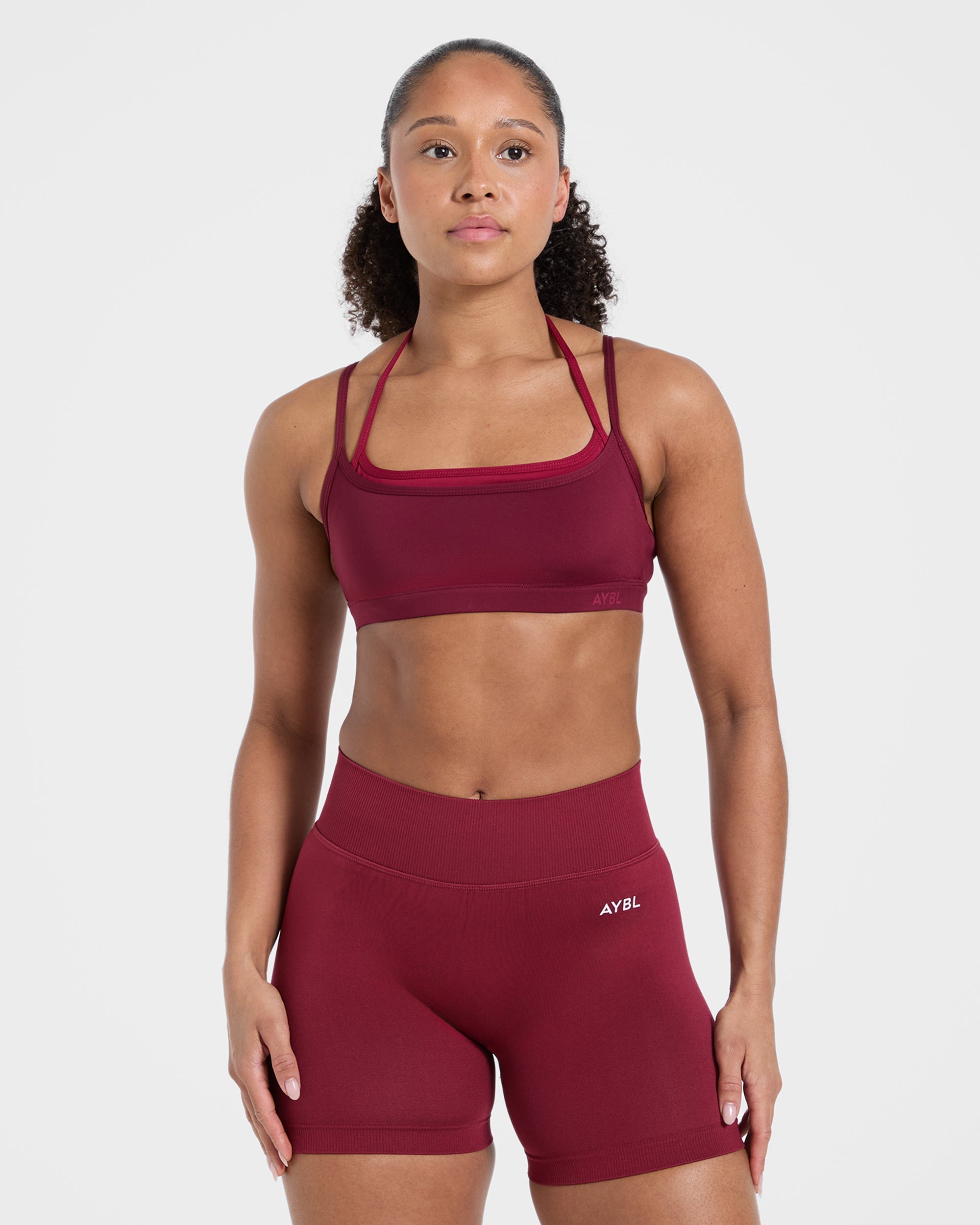 Essential Double Layer Sports Bra - Burgundy