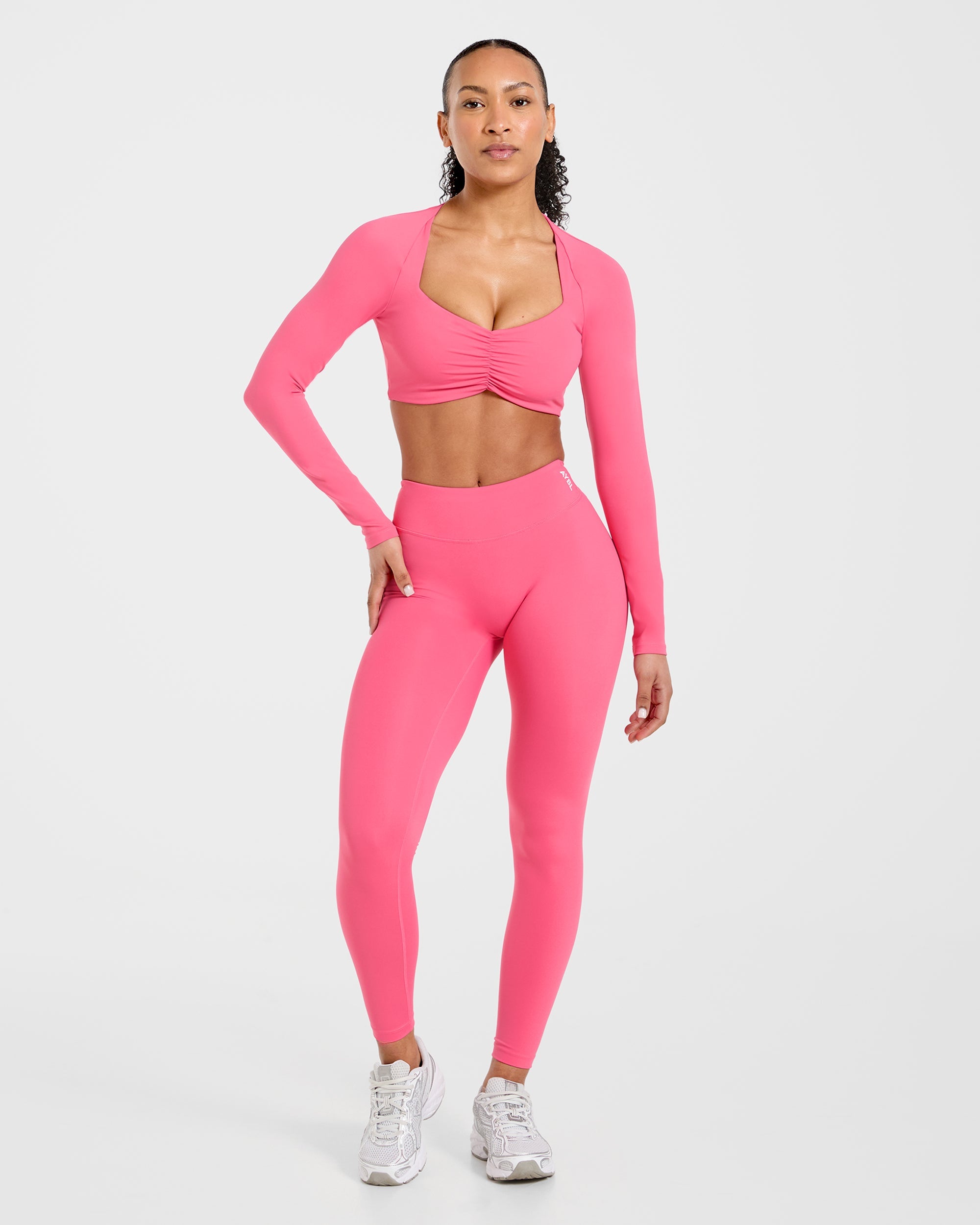 Physique Long Sleeve Crop Top - Roseberry Rosa